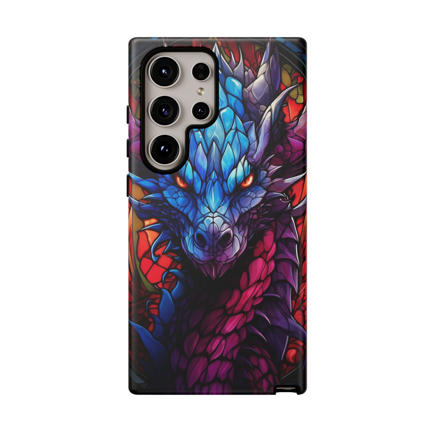 Colorful Blue Dragon Stained Glass Design Phone Case - Tough and Stylish Protection for Your Device, iPhone, Samsung, DND, Fantasy