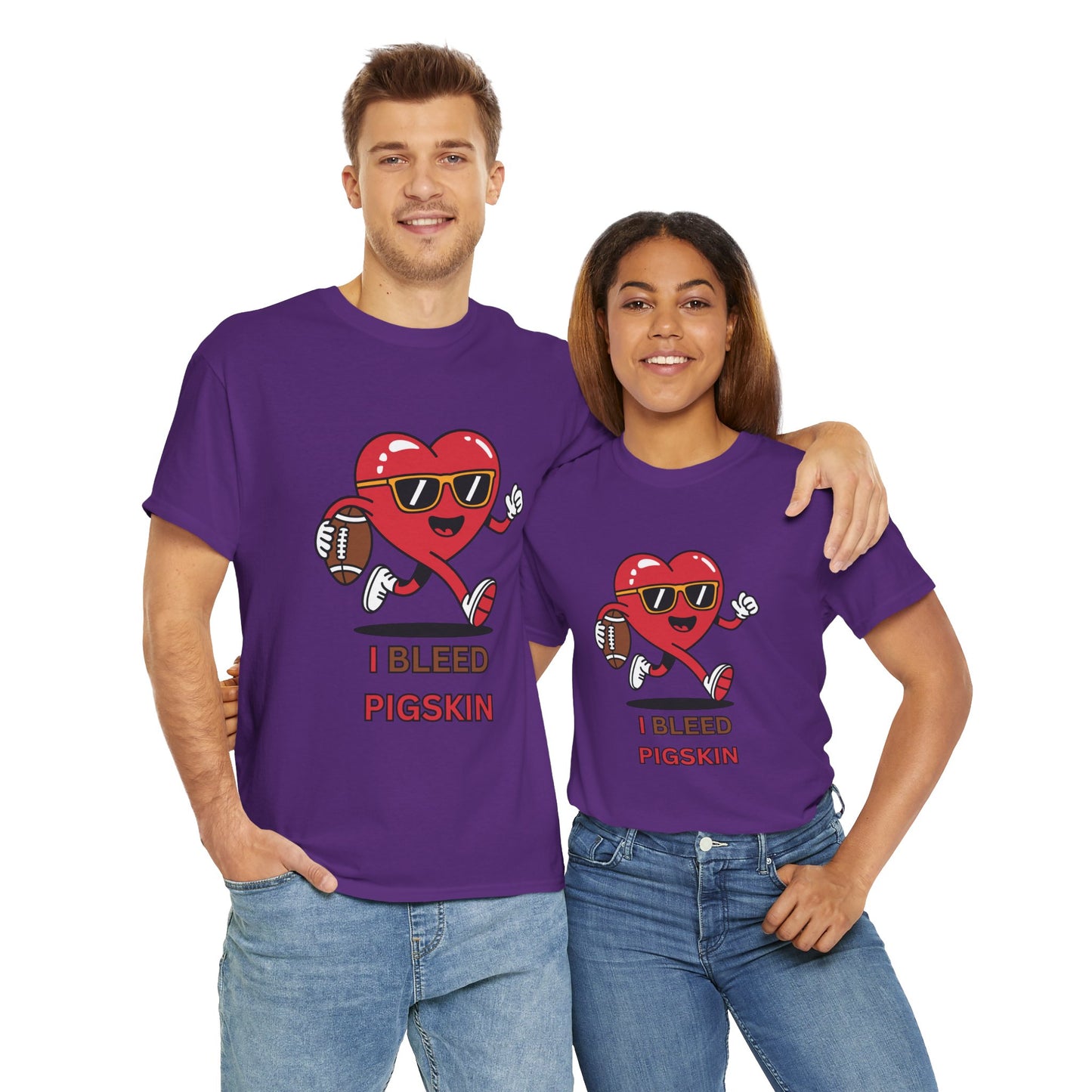 'I Bleed Pigskin' Stylish Football Heart Tee, Casual Wear, Sports Fan Gift, Unisex T-Shirt, Perfect for Game Day, Teen Apparel, Gift for Him/Her