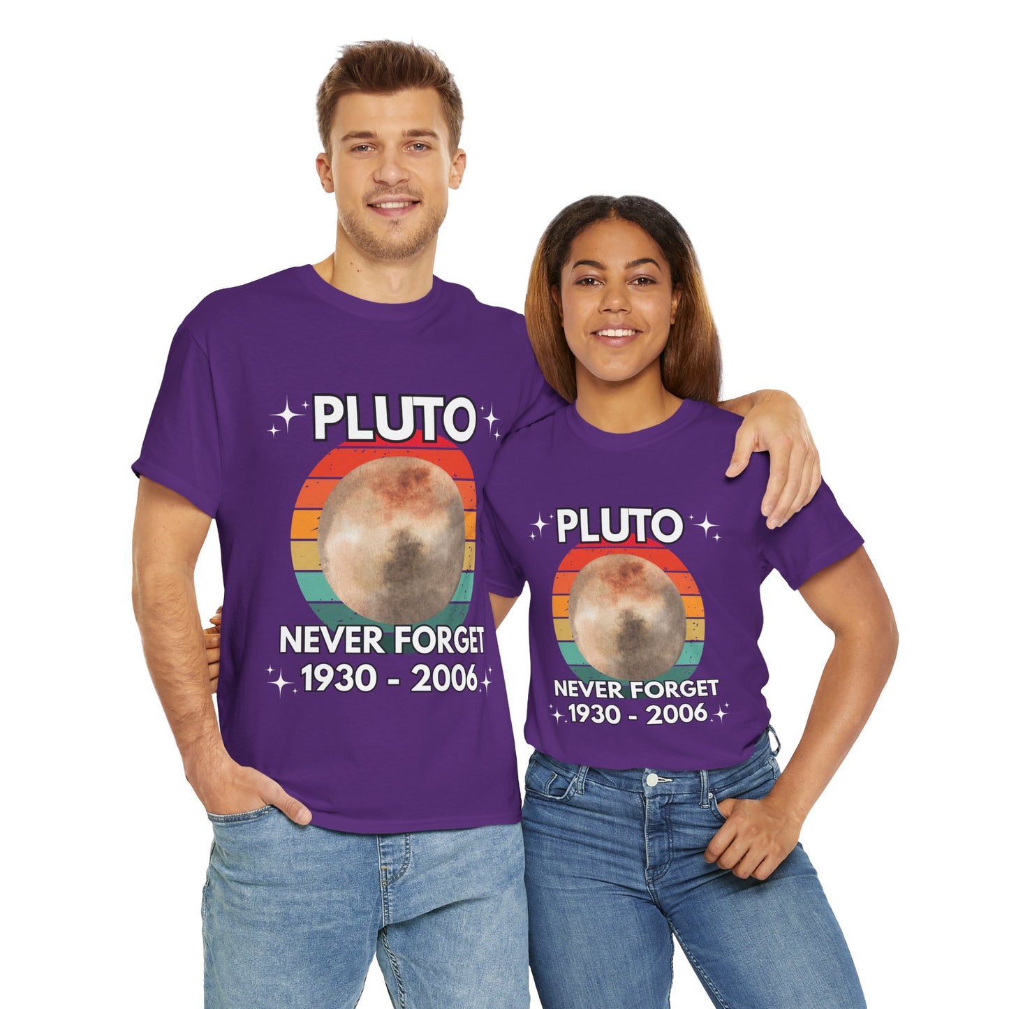 Retro Pluto Tee Shirt - "Never Forget 1930-2006" - Unisex Heavy Cotton T-Shirt, Vintage, Geek, Nerd, Space, Science, Solar System