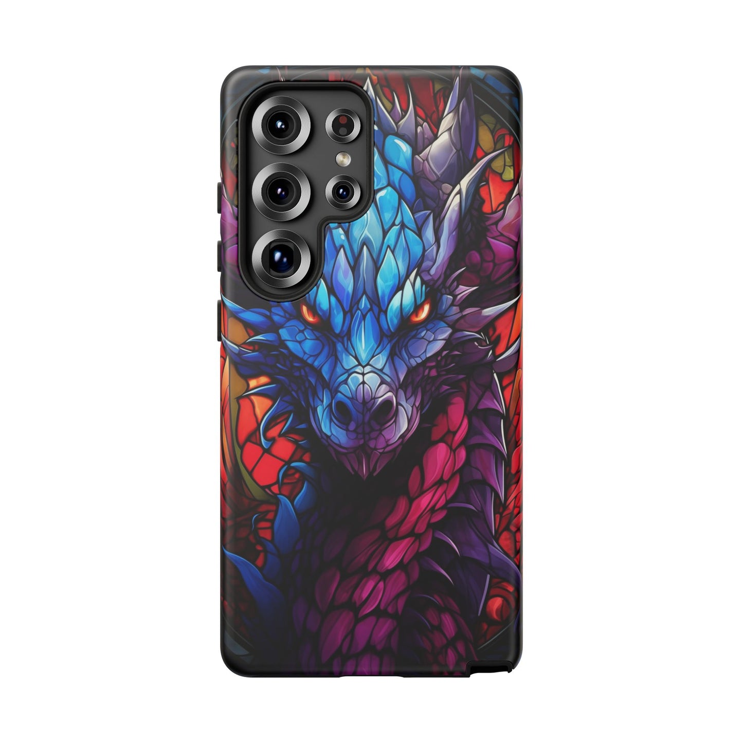 Colorful Blue Dragon Stained Glass Design Phone Case - Tough and Stylish Protection for Your Device, iPhone, Samsung, DND, Fantasy