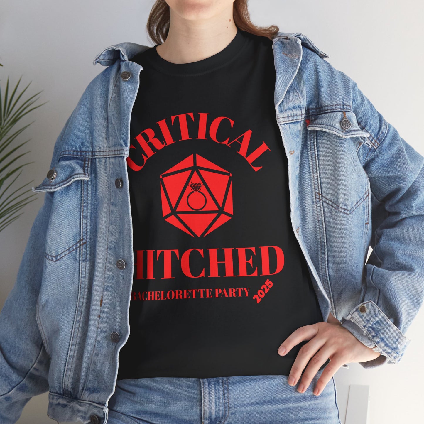 Critical Hitched Bachelorette Party 2025 Tee - Unisex Heavy Cotton, D&D, DND, RPG, TTRPG, Geek, Nerd, Wedding, Engagement