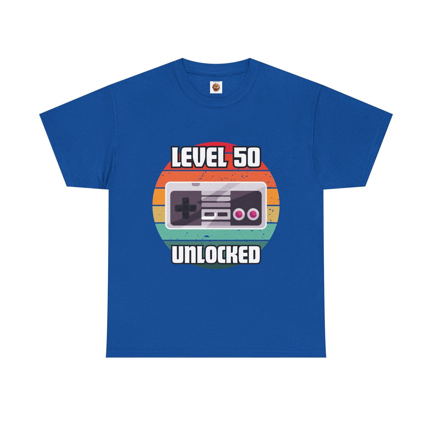 Gaming Level 50 Unlocked Tee - Unisex Heavy Cotton T-Shirt, Video Game, Gamer, Happy Birthday Shirt, Geek, Nerd, Retro
