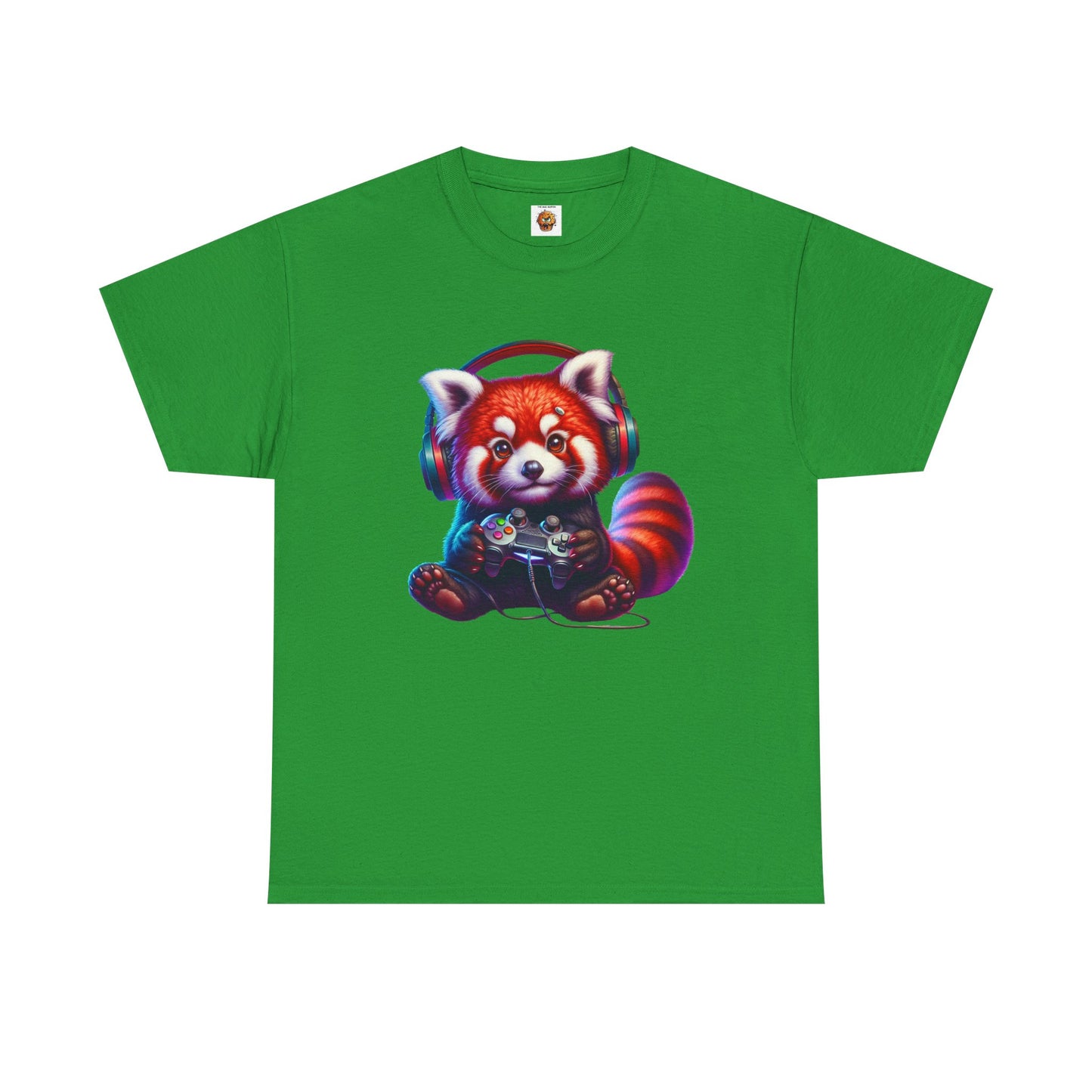 Cute Kawaii Gaming Red Panda Tee - Unisex Heavy Cotton Tee Shirt, Gamer, Anime, Headphones, Earphones, Geek, Nerd