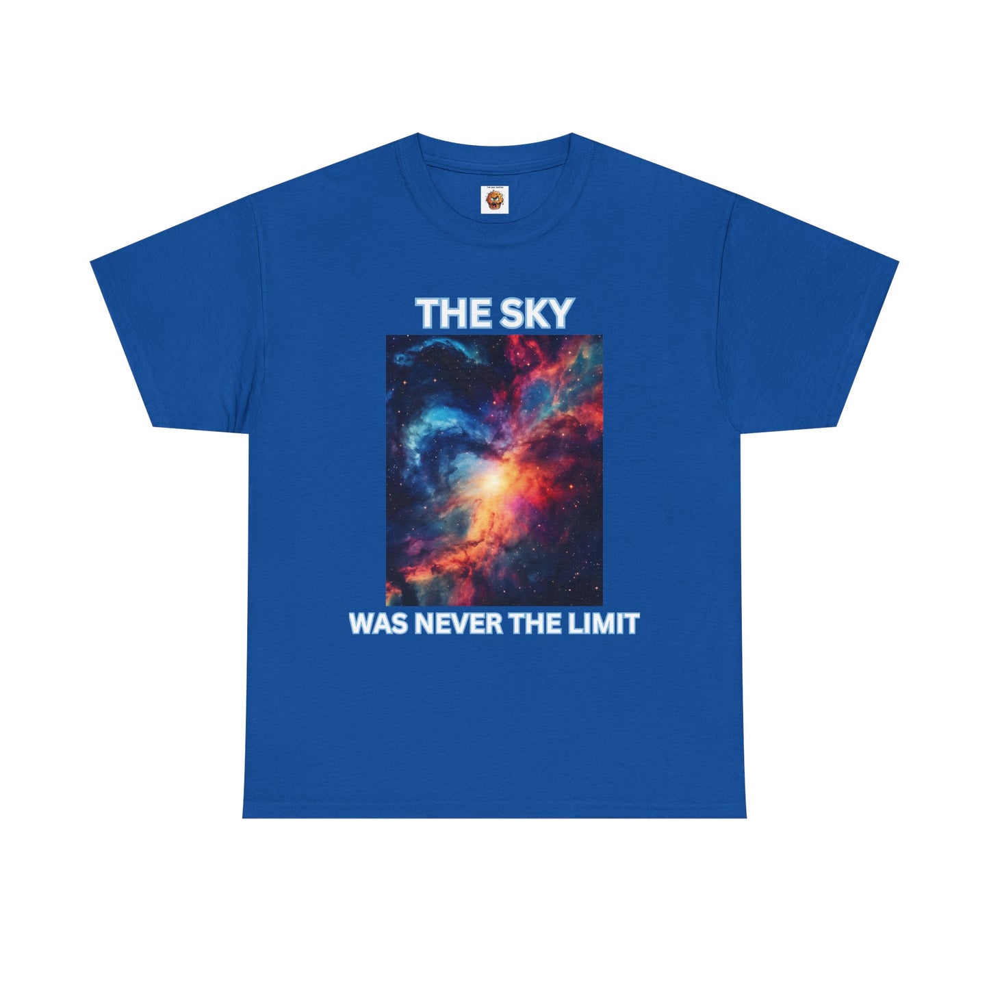 Unisex Heavy Cotton Tee Shirt - 'The Sky Was Never The Limit' Inspirational Galaxy Print, Geek, Nerd, Space