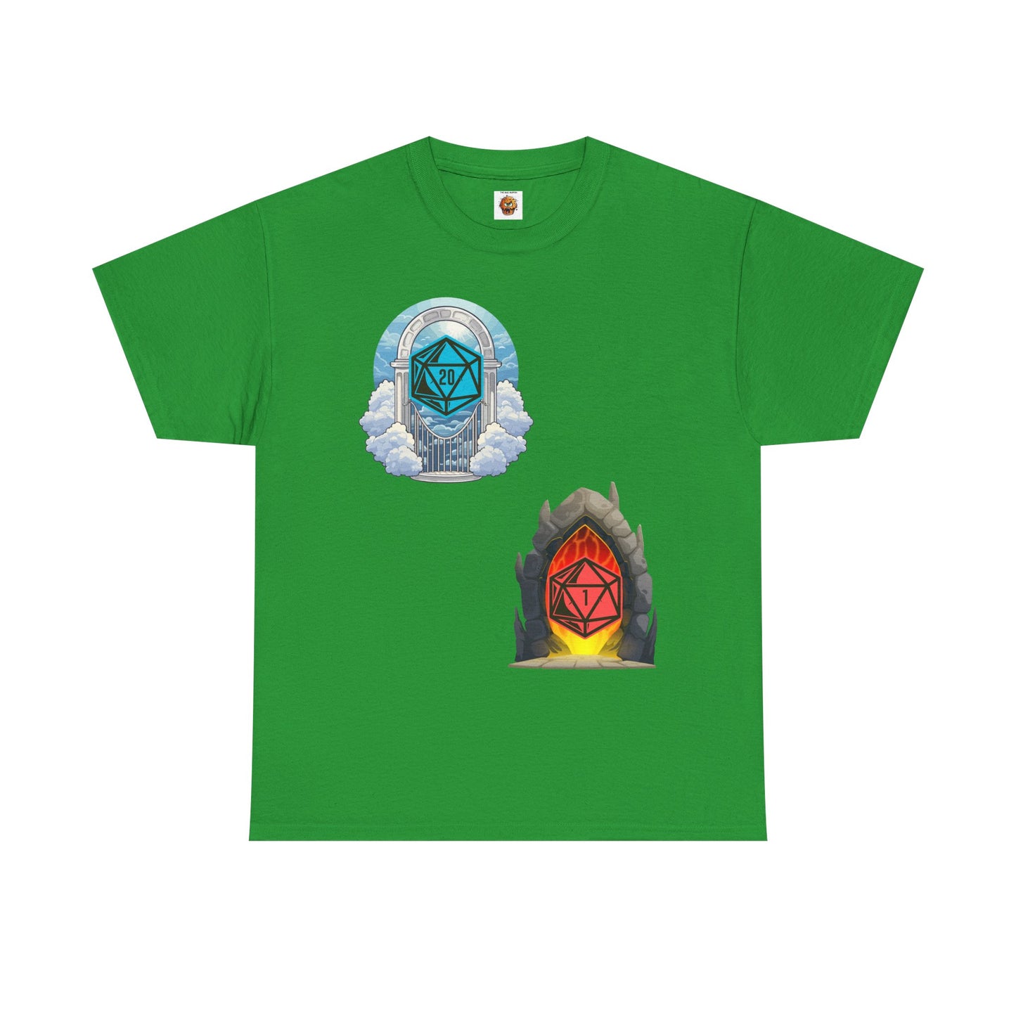 Heaven Hell D20 Fantasy Dungeons and Dragons DND Unisex Heavy Cotton Tee Shirt T-Shirt - RPG, TTRPG, Roleplaying, Geek, Nerd