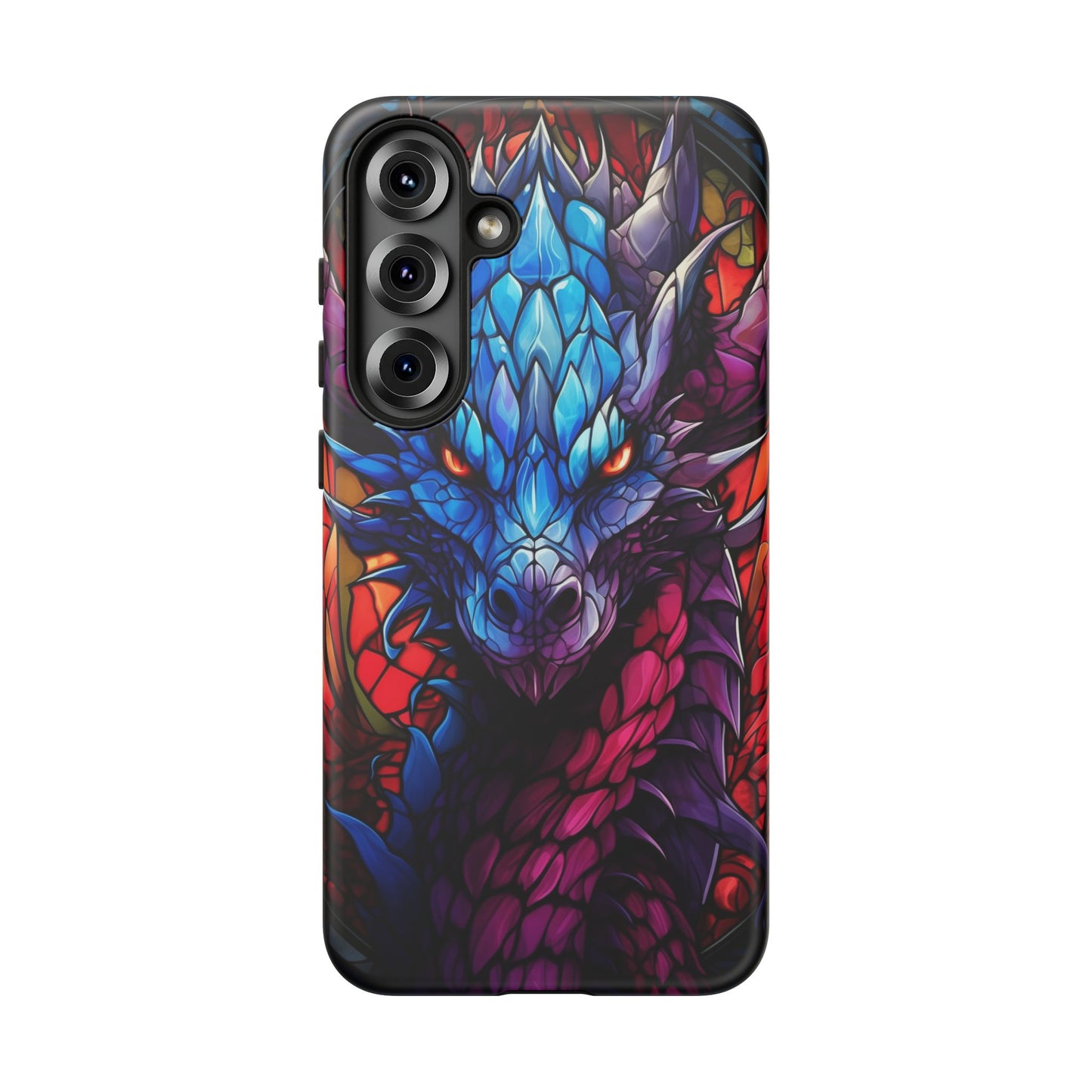 Colorful Blue Dragon Stained Glass Design Phone Case - Tough and Stylish Protection for Your Device, iPhone, Samsung, DND, Fantasy