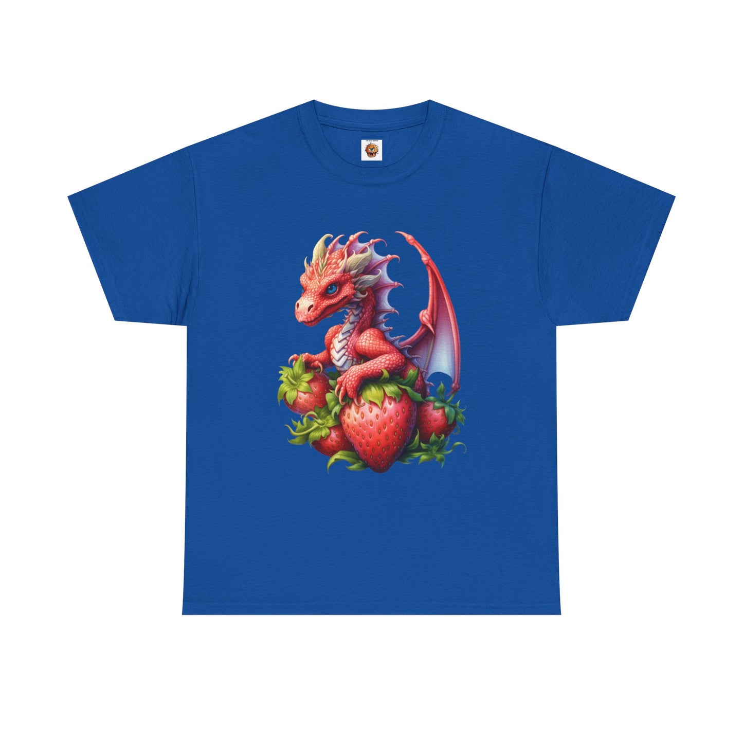 Vintage Strawberry Dragon Unisex Heavy Cotton Tee T-Shirt, Gift for Women, Birthday Shirt, Fantasy Apparel, Fruit Of The Spirit, RPG, Geek, Nerd