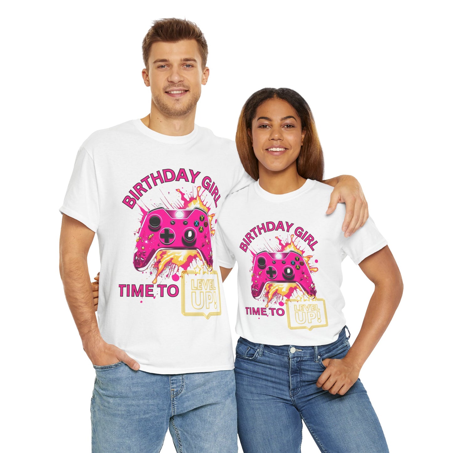 Happy Birthday Girl Gaming Tee Shirt T-Shirt - Time to Level Up, Gamer, Gaming, Video Games, Great For Gamer Girls, Women, Ladies, Geek, Nerd