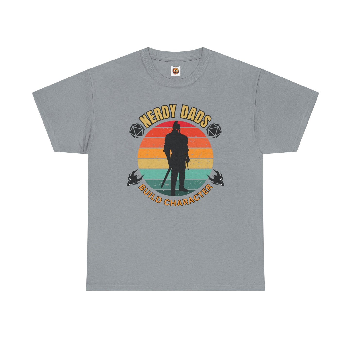 Nerdy Dads Build Character Building Unisex Heavy Cotton Tee Shirt - D20, D&D, DND, RPG, TTRPG, Roleplaying, Geek, Nerd