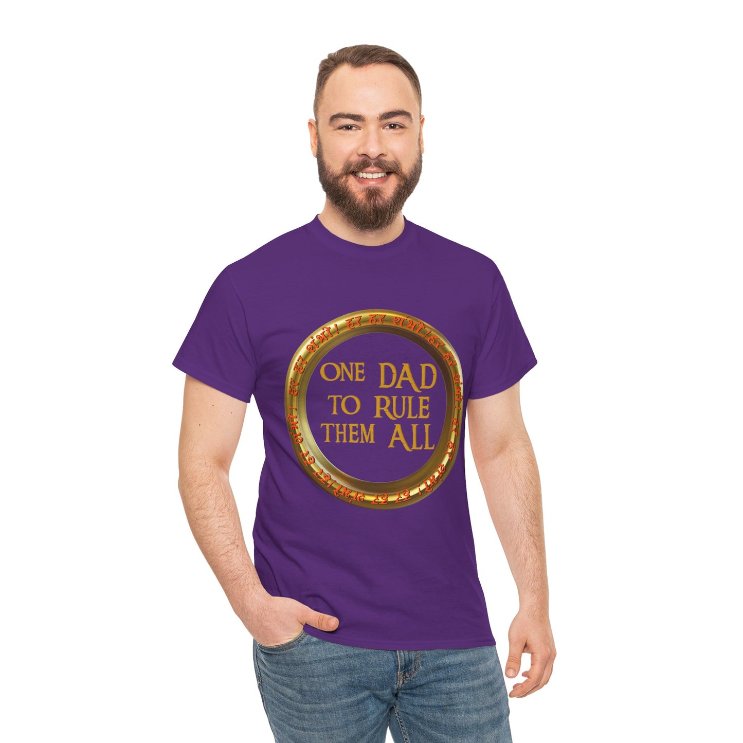 LOTR Themed 'One Dad To Rule Them All' Unisex Tee, Funny Gift for Father's Day, Parent Humor Shirt, Geeky Menswear, Unique Family T-Shirt, Birthday Gift, Fantasy, DND, RPG, TTRPG, Geek, Nerd