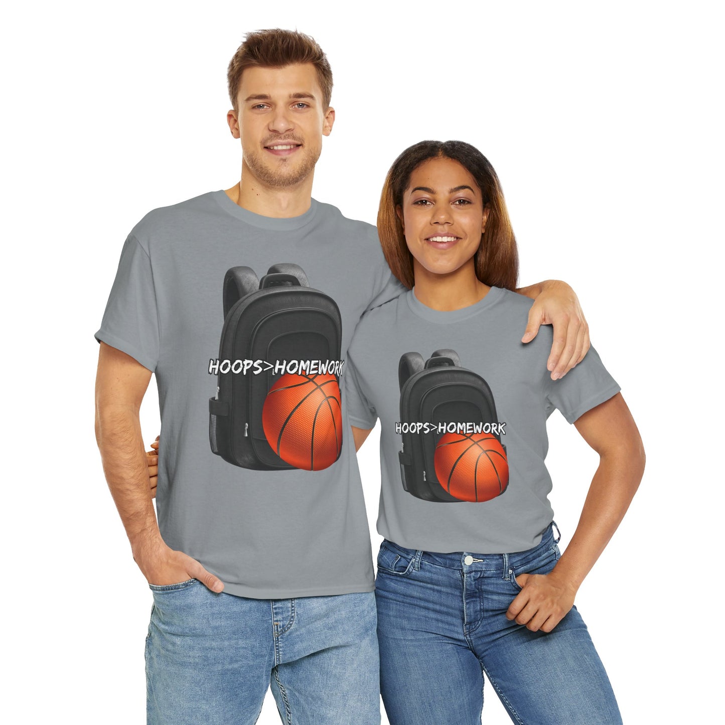 Basketball Tee: Hoops Over Homework, Unisex Cotton Shirt for Sports Lovers, Perfect for Students, Birthday Gift, Game Day Wear