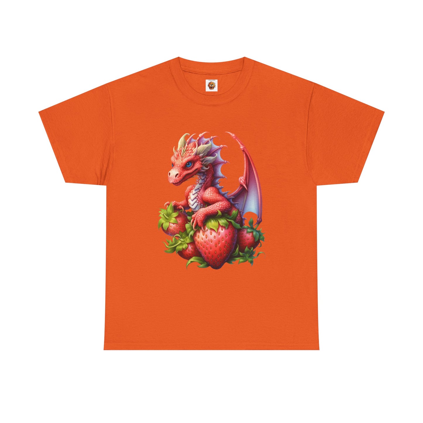 Vintage Strawberry Dragon Unisex Heavy Cotton Tee T-Shirt, Gift for Women, Birthday Shirt, Fantasy Apparel, Fruit Of The Spirit, RPG, Geek, Nerd