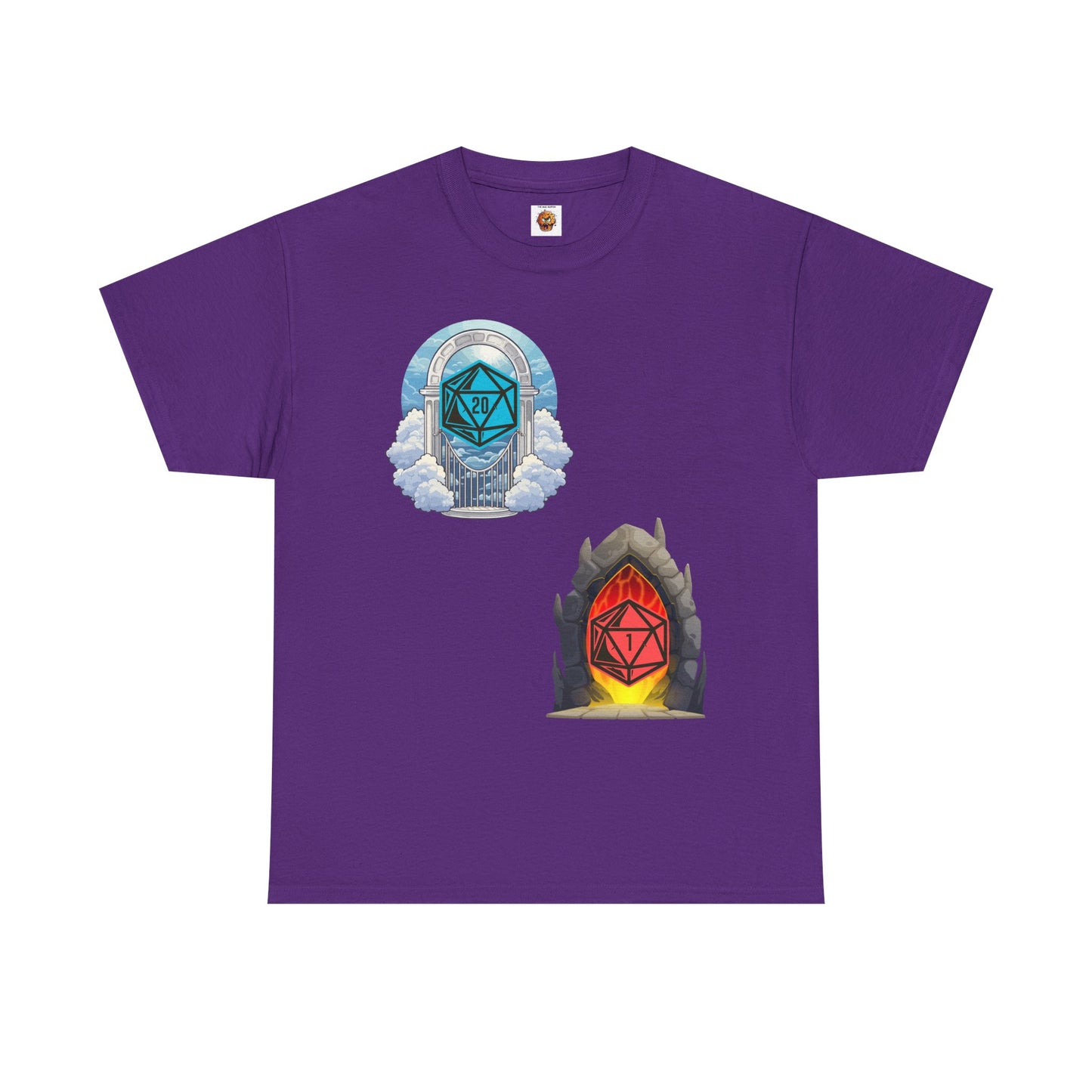 Heaven Hell D20 Fantasy Dungeons and Dragons DND Unisex Heavy Cotton Tee Shirt T-Shirt - RPG, TTRPG, Roleplaying, Geek, Nerd