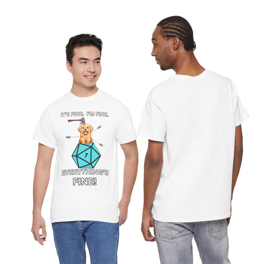 It’s Fine, I’m Fine, Everything’s Fine | Funny D&D Dog Shirt for Tabletop Gamers