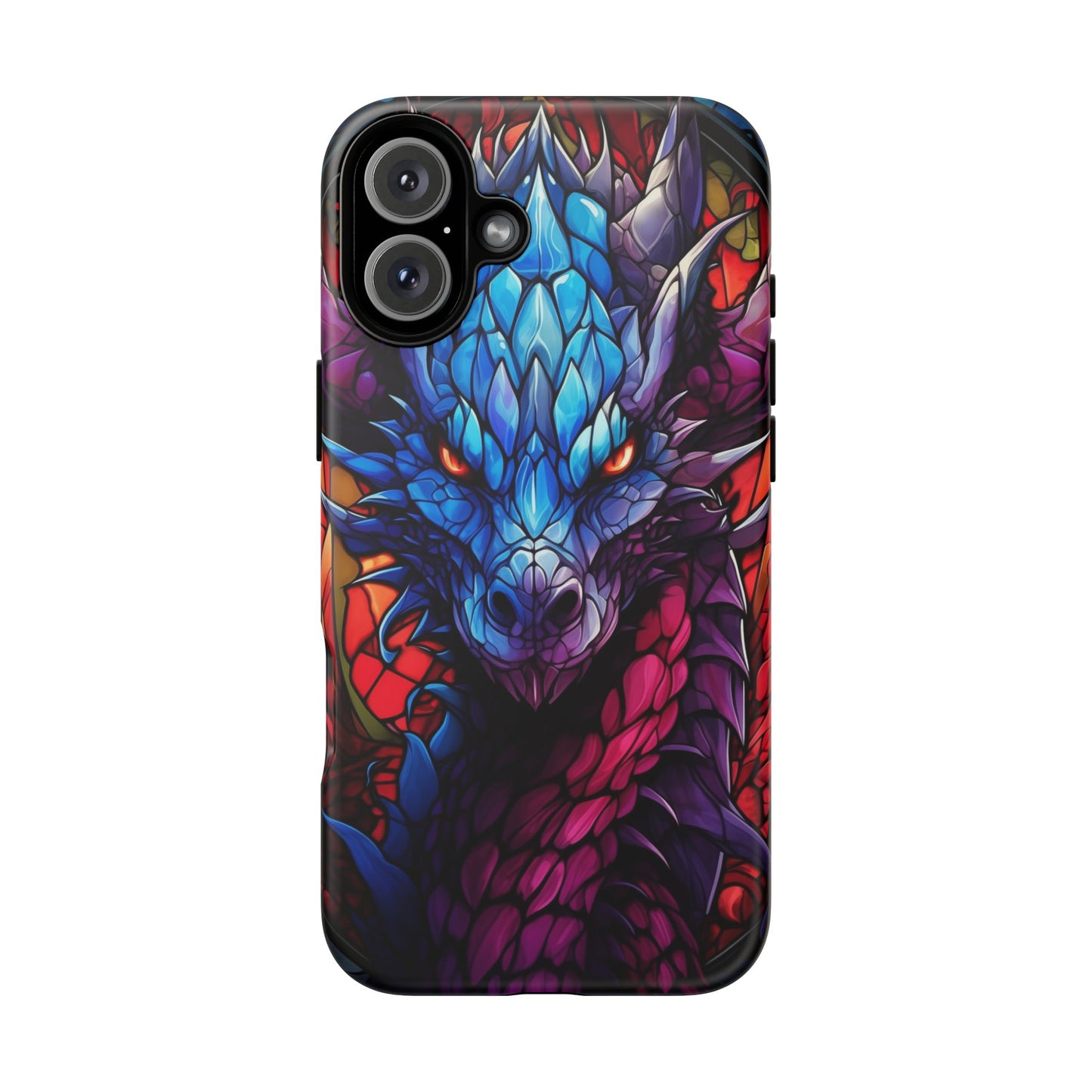 Colorful Blue Dragon Stained Glass Design Phone Case - Tough and Stylish Protection for Your Device, iPhone, Samsung, DND, Fantasy