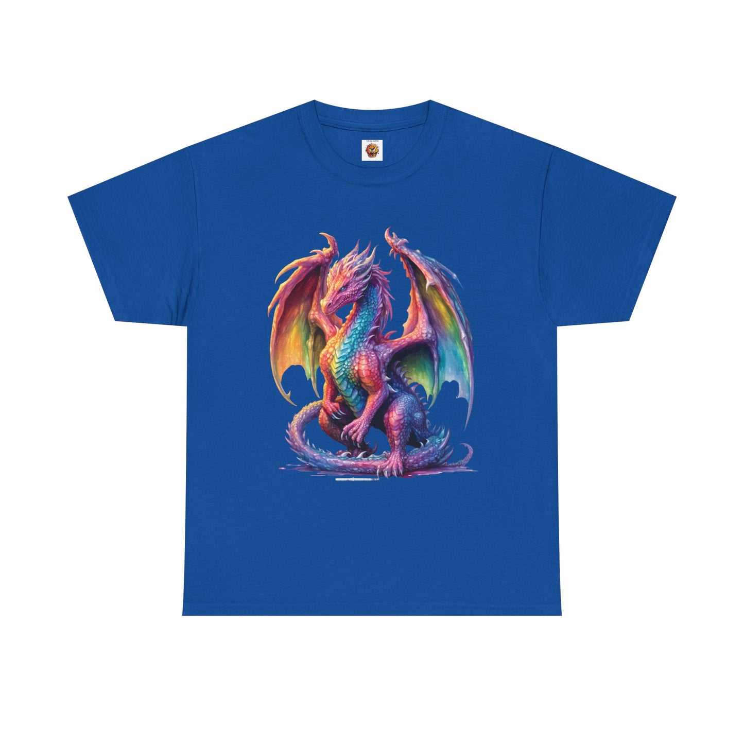 Colorful Rainbow Dragon Unisex Heavy Cotton Tee - Vibrant Fantasy T-Shirt, DND, RPG, TTRPG, Roleplaying, Geek, Nerd