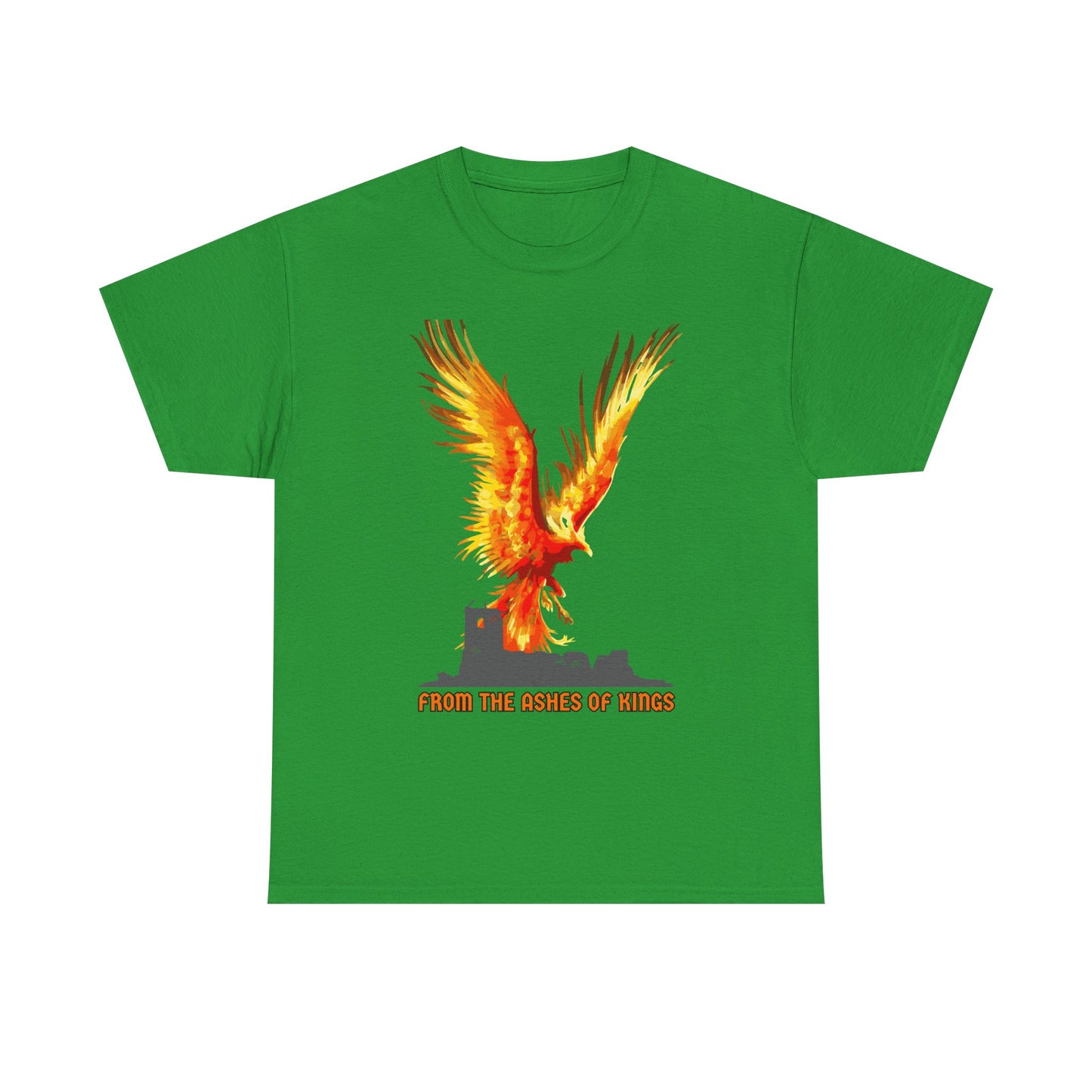 'From The Ashes Of Kings' Phoenix Rising Unisex Heavy Cotton Tee, Firebird Shirt, Unique Graphic Tee, Casual Wear, Gift for Friends, Festival Apparel, DND, RPG, TTRPG, Geek, Nerd