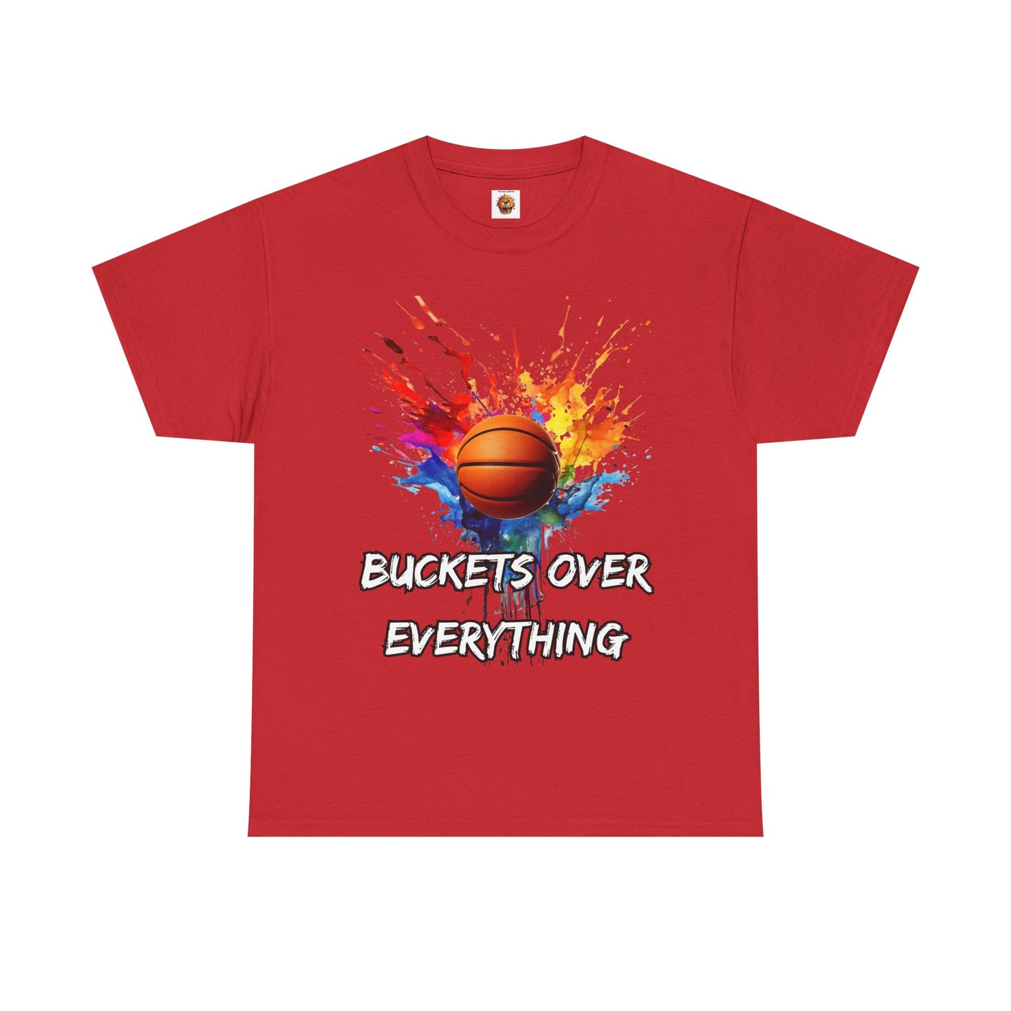 Colorful Basketball Tee - 'Buckets Over Everything' Unisex Heavy Cotton T-Shirt, Sports Enthusiast Gift, Game Day Apparel, Streetwear Style, Paint Splatter