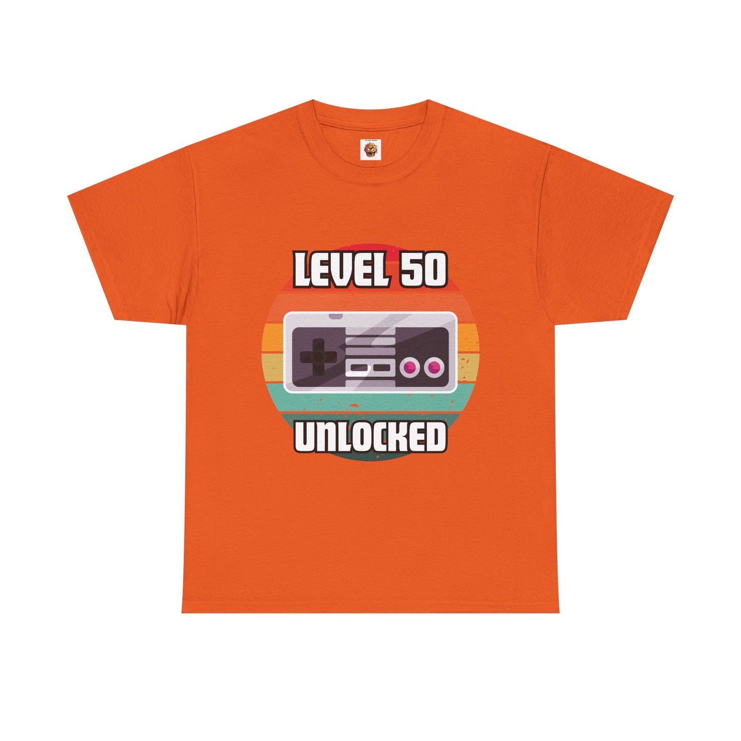 Gaming Level 50 Unlocked Tee - Unisex Heavy Cotton T-Shirt, Video Game, Gamer, Happy Birthday Shirt, Geek, Nerd, Retro