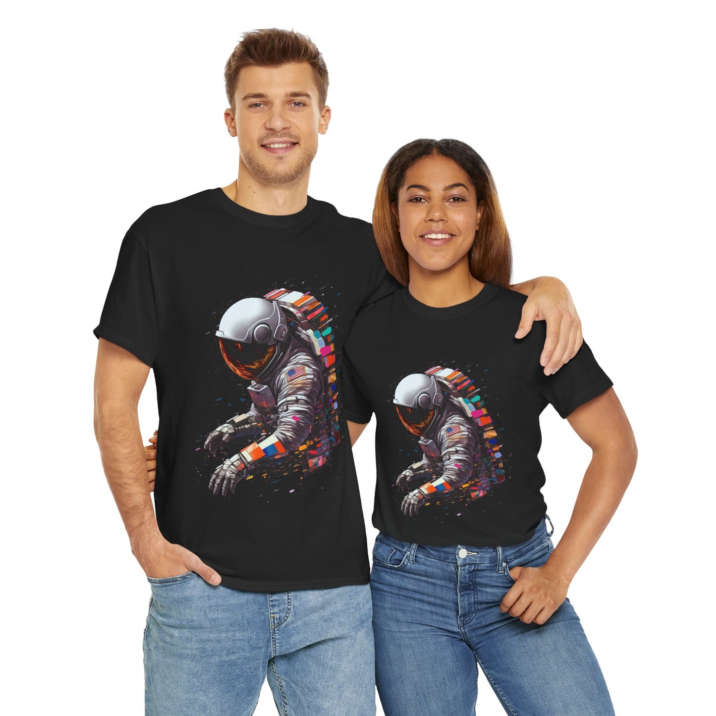 U.S. Astronaut Cosmic Explorer Unisex Heavy Cotton Tee Shirt - Space-Themed Graphic T-Shirt, Geek, Nerd
