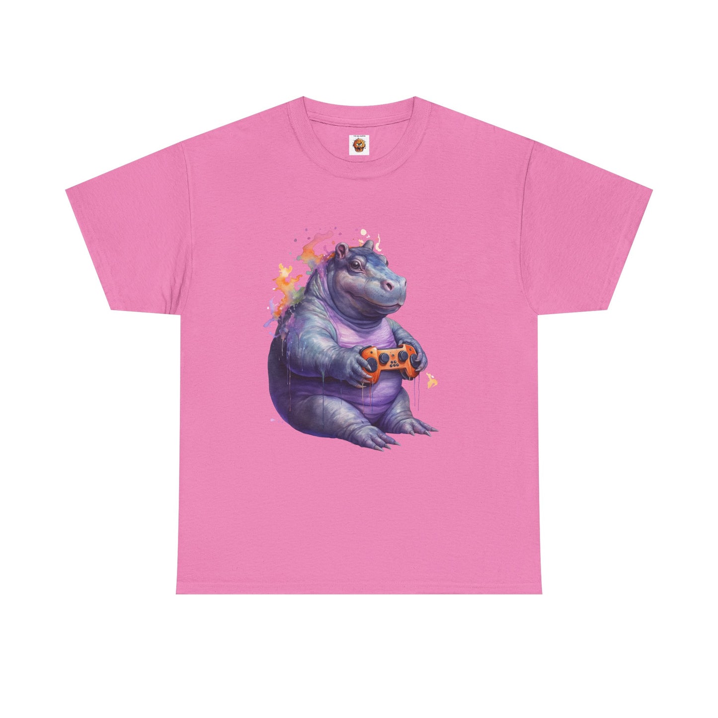 Cute Kawaii Gaming Pygmy Hippo Unisex Heavy Cotton Tee - Fun and Quirky Shirt for Gamers, Video Game, Girl, Anime, Weeb, Otaku, Moo Deng, Thailand
