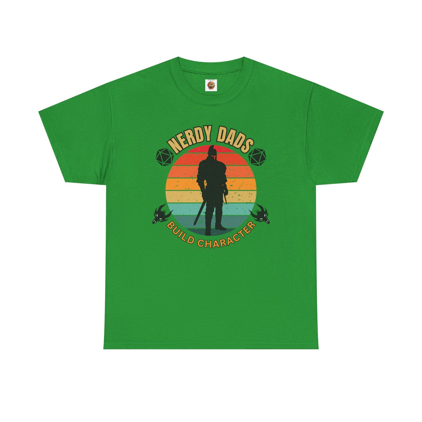 Nerdy Dads Build Character Building Unisex Heavy Cotton Tee Shirt - D20, D&D, DND, RPG, TTRPG, Roleplaying, Geek, Nerd