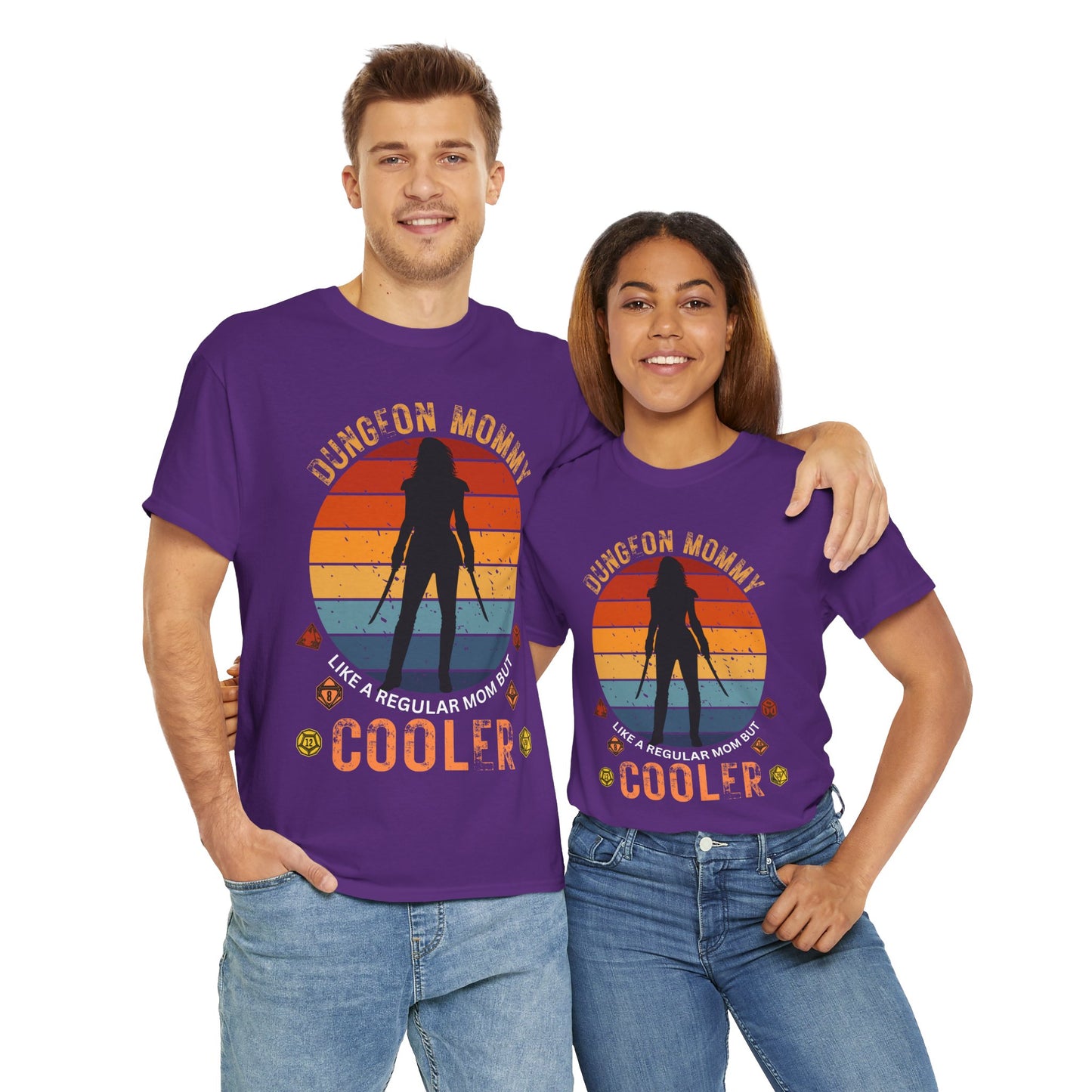 Retro Colors Dungeon Mommy Dungeons and Dragons DND Unisex Heavy Cotton Tee Shirt - RPG, TTRPG, Roleplaying, Mother's Day, Geek, Nerd
