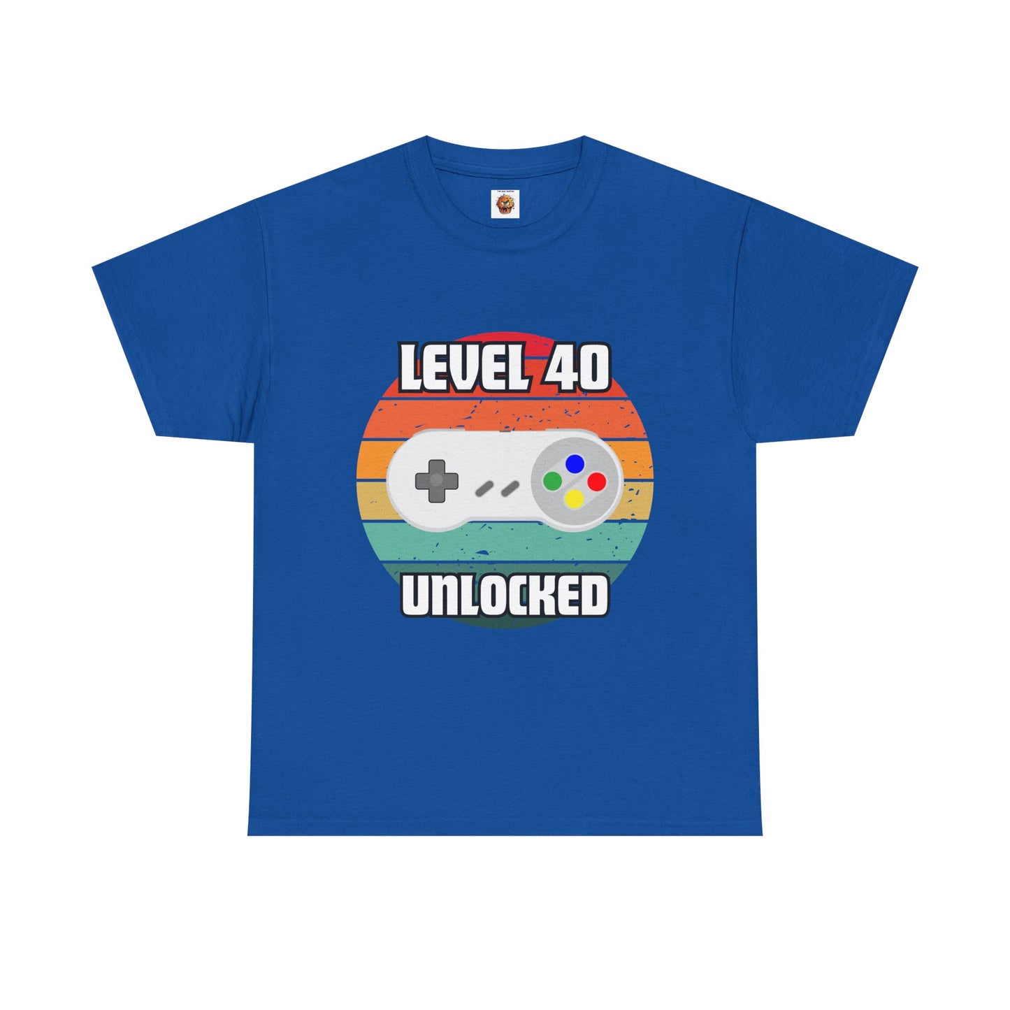 Gaming Level 40 Unlocked Tee - Unisex Heavy Cotton T-Shirt, Video Game, Gamer, Happy Birthday Shirt, Geek, Nerd, Retro