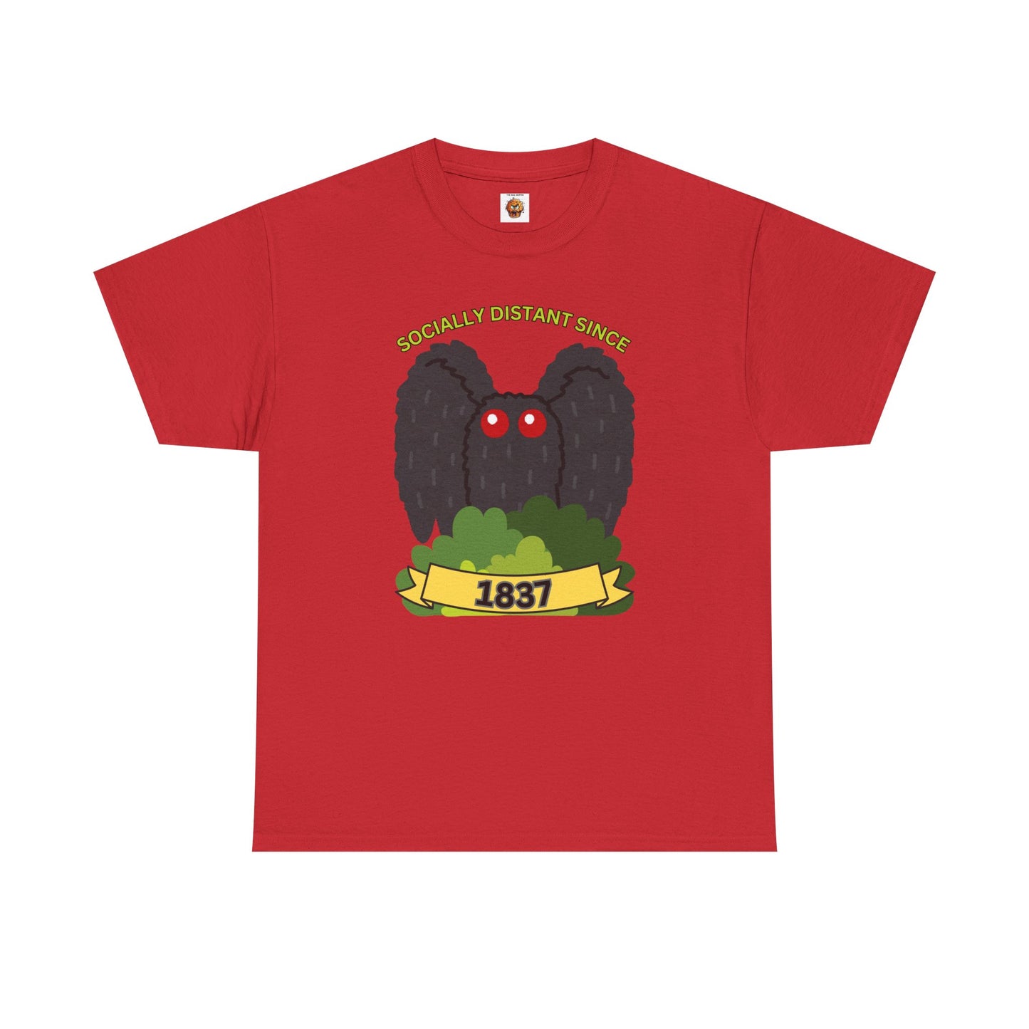 Mothman 'Socially Distant Since 1837' Unisex Tee, Funny Graphic Tee, Quirky T-Shirt, Casual Wear, Gift for Friends, Paranormal, Cryptid, Geek, Nerd, Scary, Creepy