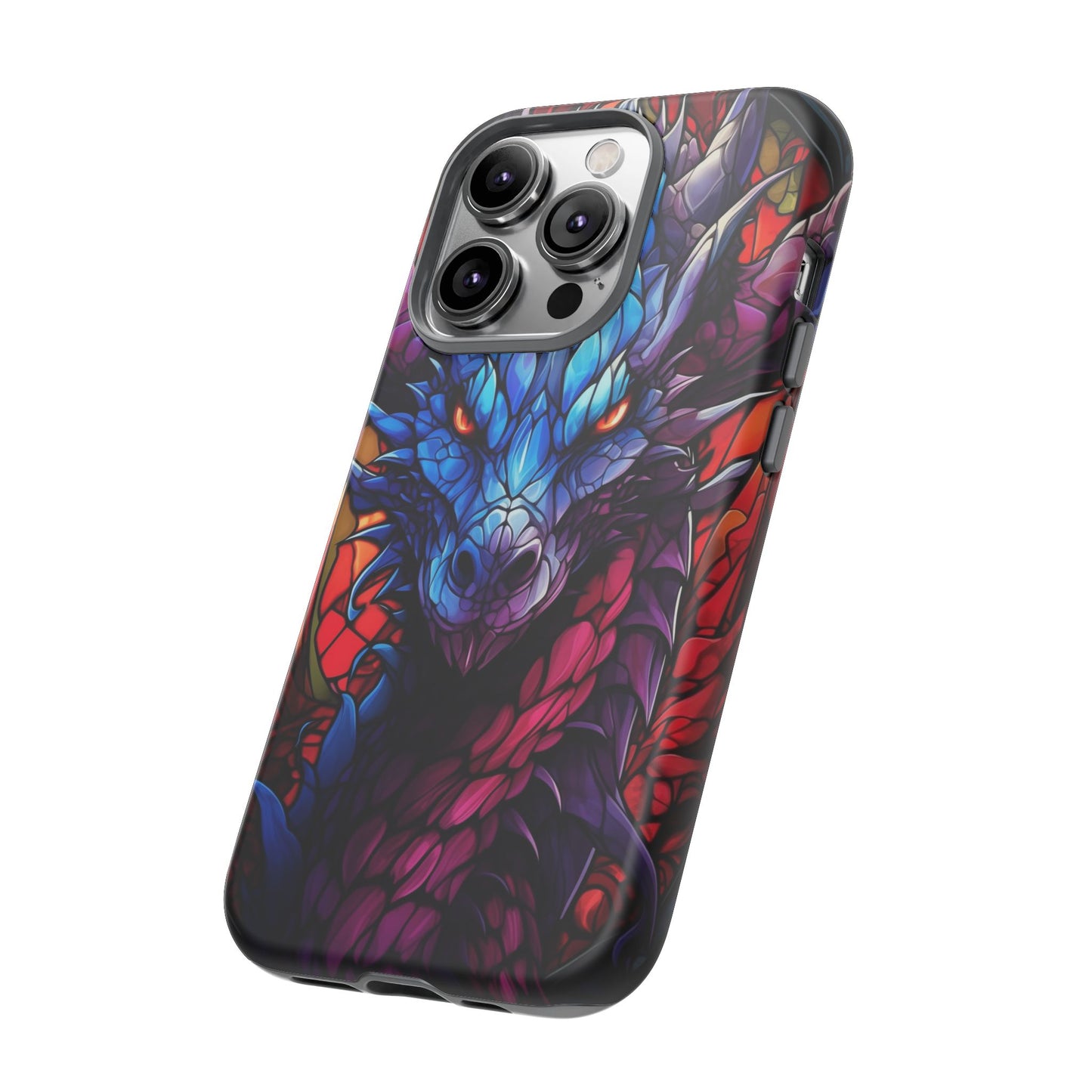 Colorful Blue Dragon Stained Glass Design Phone Case - Tough and Stylish Protection for Your Device, iPhone, Samsung, DND, Fantasy