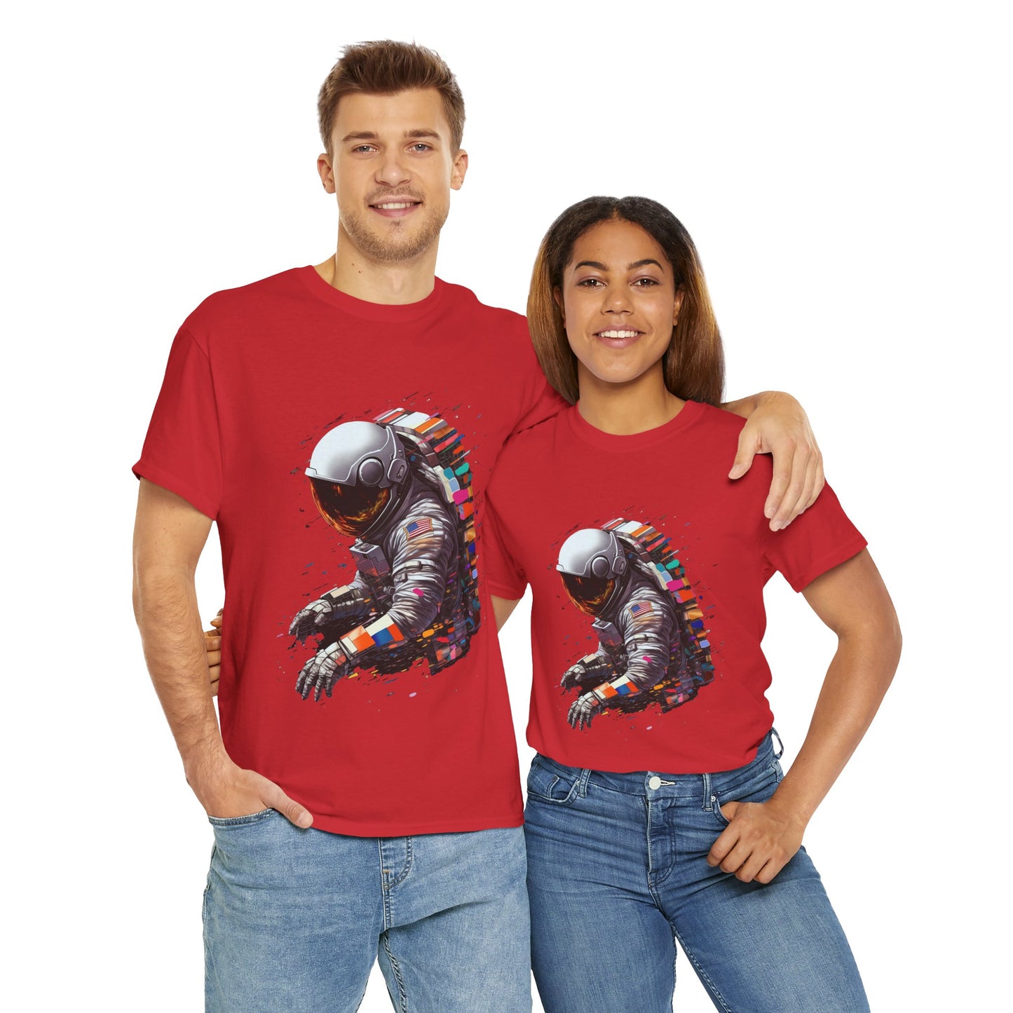 U.S. Astronaut Cosmic Explorer Unisex Heavy Cotton Tee Shirt - Space-Themed Graphic T-Shirt, Geek, Nerd