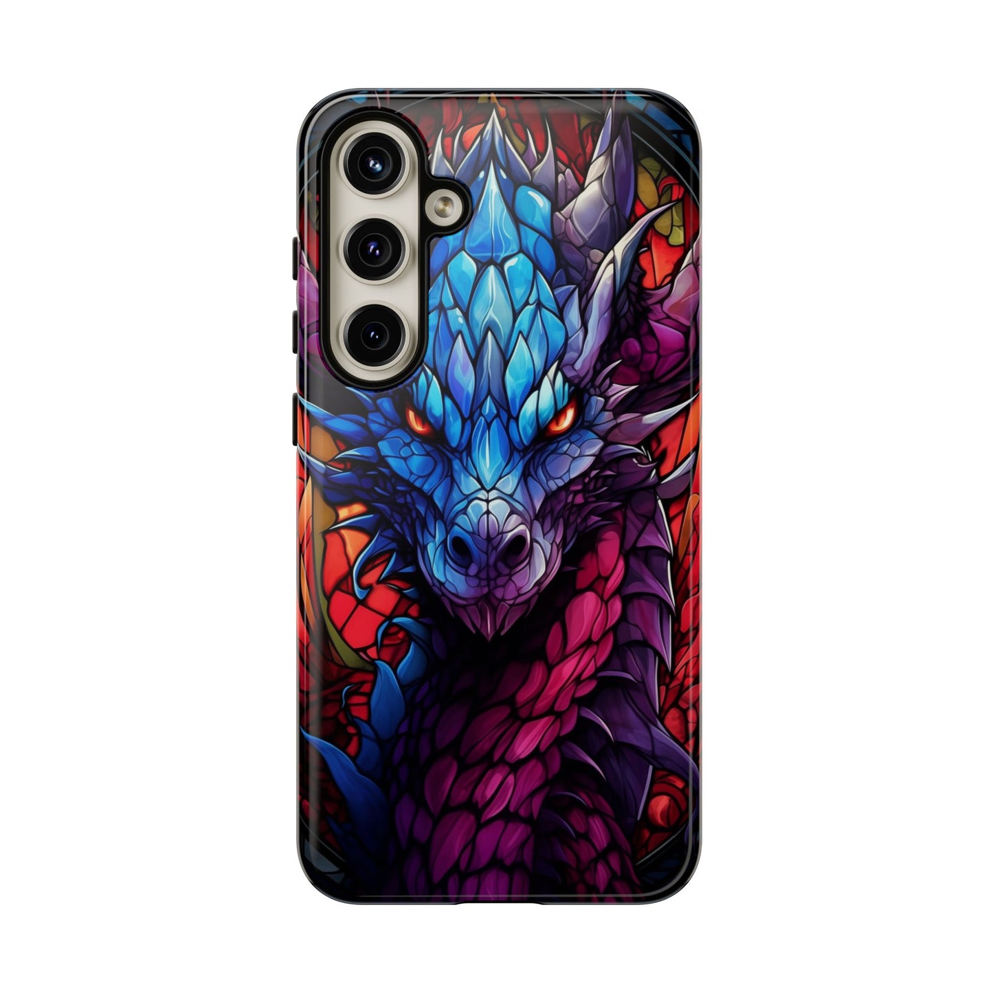 Colorful Blue Dragon Stained Glass Design Phone Case - Tough and Stylish Protection for Your Device, iPhone, Samsung, DND, Fantasy