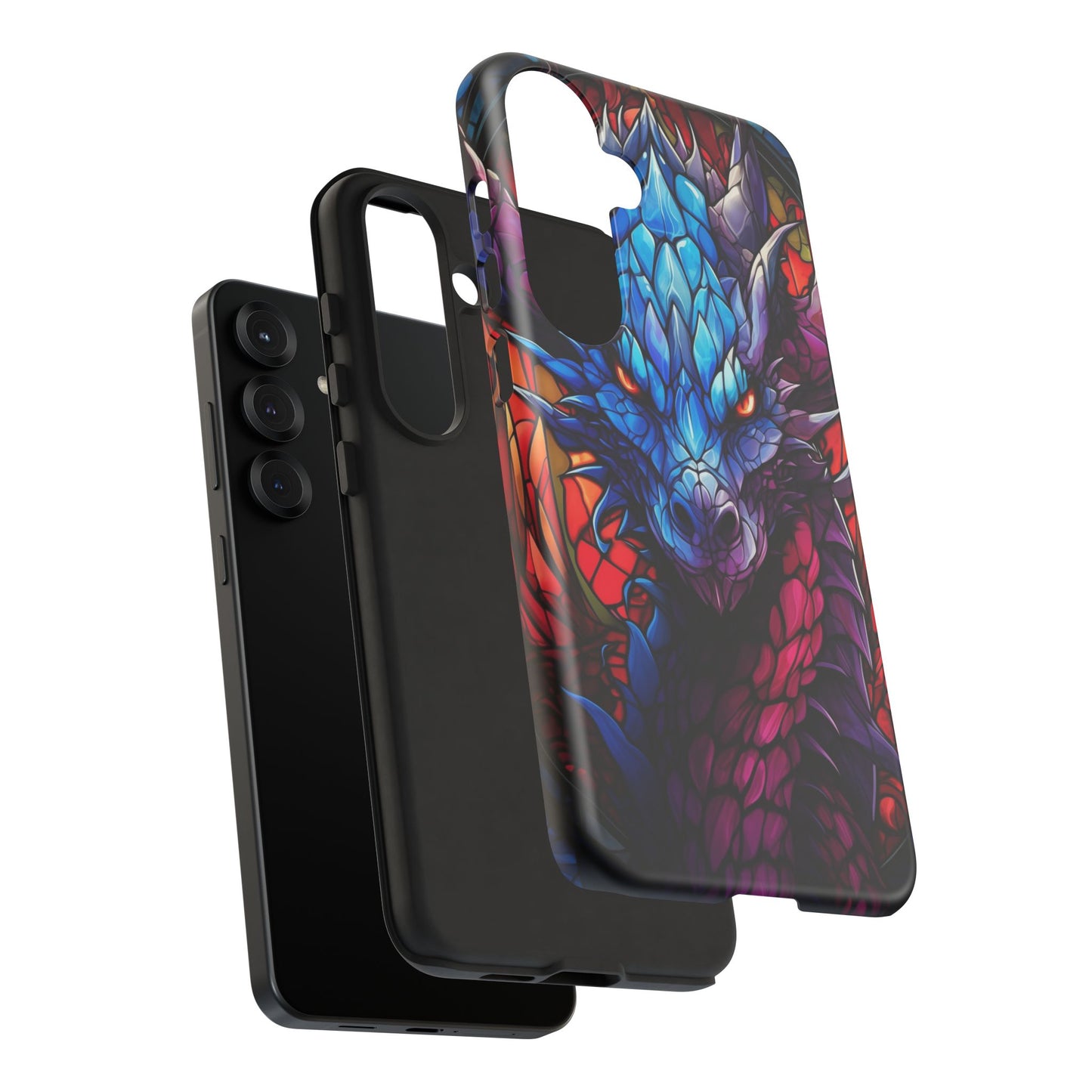 Colorful Blue Dragon Stained Glass Design Phone Case - Tough and Stylish Protection for Your Device, iPhone, Samsung, DND, Fantasy