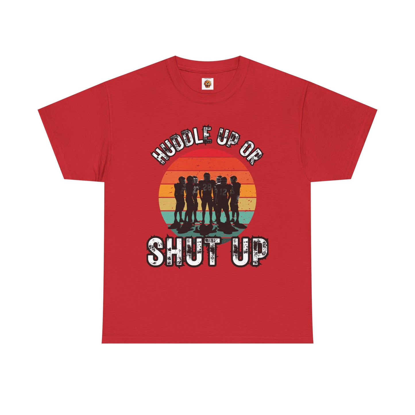 'Huddle Up Or Shut Up' Unisex Heavy Cotton Tee with Retro Design, Vintage Graphic Tee, Gift for Friends, Casual Wear, Summer Shirt, Funny T-Shirt, American Football