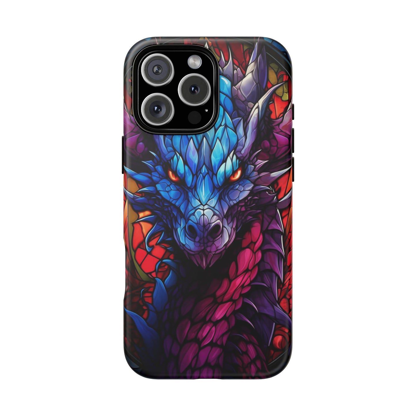 Colorful Blue Dragon Stained Glass Design Phone Case - Tough and Stylish Protection for Your Device, iPhone, Samsung, DND, Fantasy