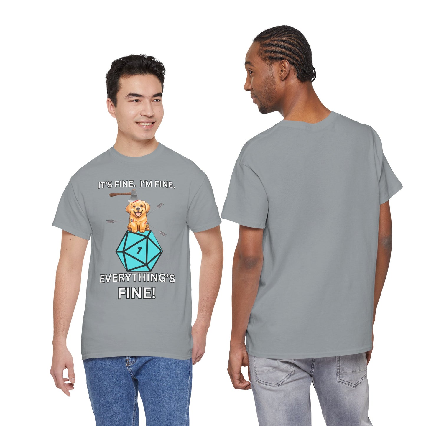It’s Fine, I’m Fine, Everything’s Fine | Funny D&D Dog Shirt for Tabletop Gamers