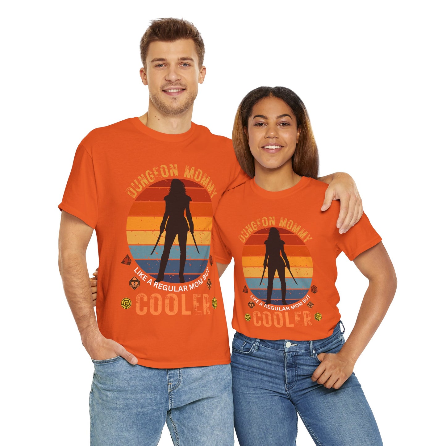Retro Colors Dungeon Mommy Dungeons and Dragons DND Unisex Heavy Cotton Tee Shirt - RPG, TTRPG, Roleplaying, Mother's Day, Geek, Nerd