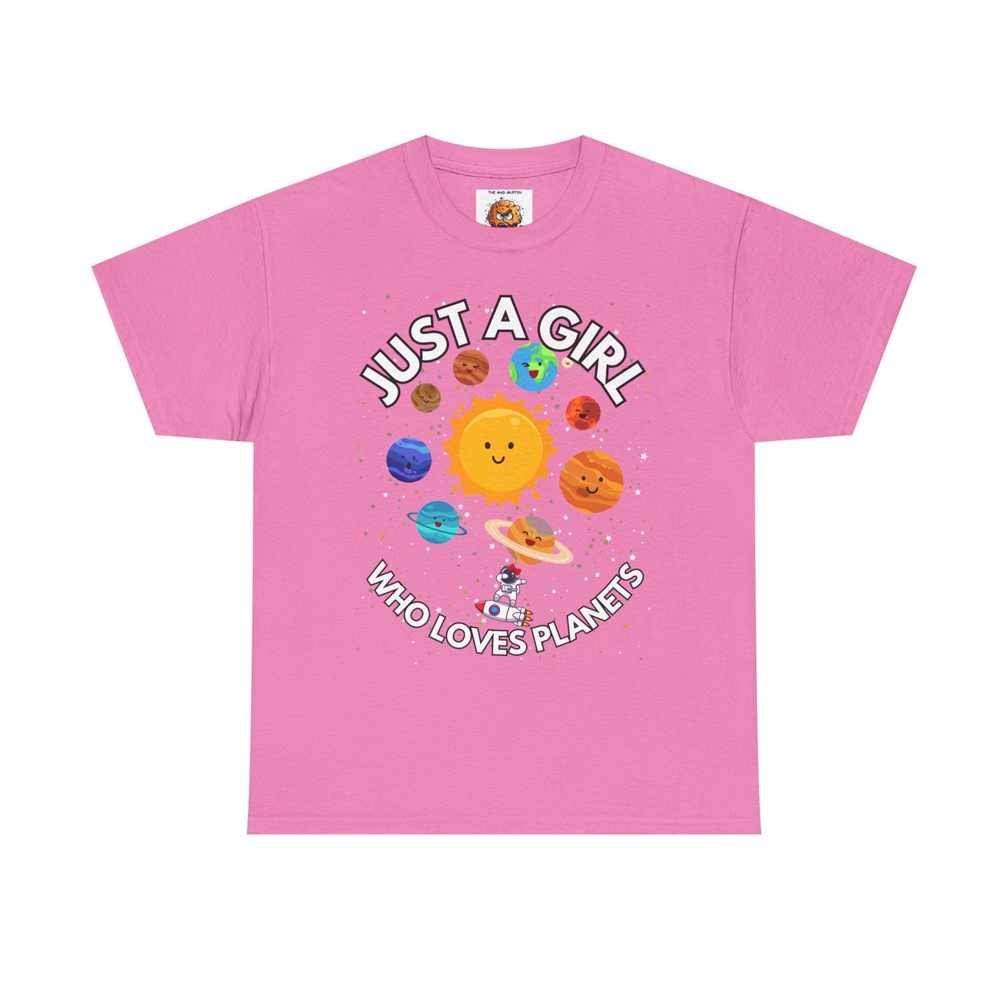 'Just a Girl Who Loves Planets' Unisex Heavy Cotton Tee Shirt - Fun Space Theme for Adult Kids Unisex Heavy Cotton Tee Shirt - Space, Astronaut, Sci-Fi, Geek, Nerd