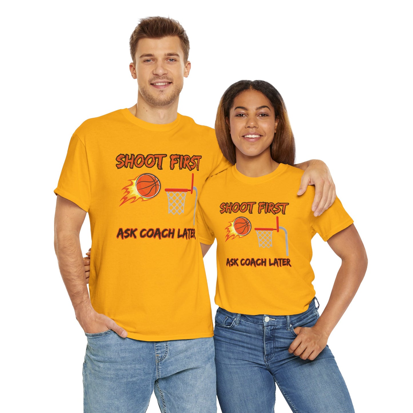 'Shoot First Ask Coach Later' Shirt Basketball Motivational T-Shirt - Unisex Athletic Tee,, Sportswear, Gift for Players