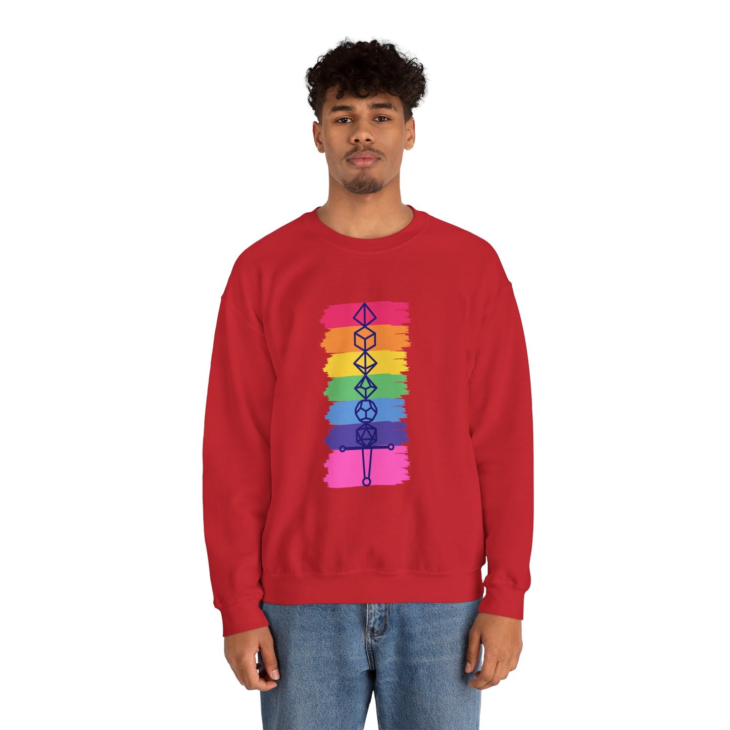 Safe Space Pride Month Rainbow Sword Dungeons and Dragons DND Unisex Heavy Blend Sweatshirt T-Shirt - RPG, TTRPG, Roleplaying, Geek, Nerd