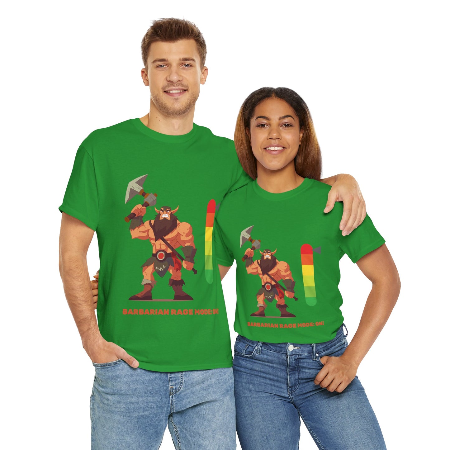 Barbarian Rage Mode On Dungeons and Dragons DND Unisex Heavy Cotton Tee Shirt T-Shirt, RPG, TTRPG, Roleplaying, Geek, Nerd