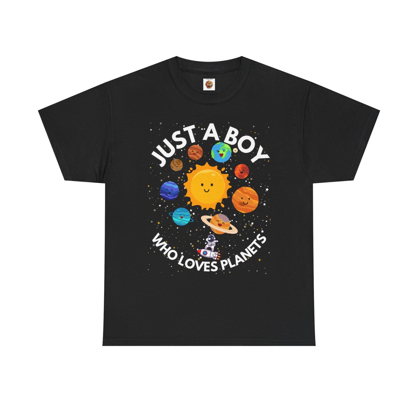 'Just a Boy Who Loves Planets' - Fun Space Theme for Adult Kids Unisex Heavy Cotton Tee Shirt - Space, Astronaut, Sci-Fi, Geek, Nerd