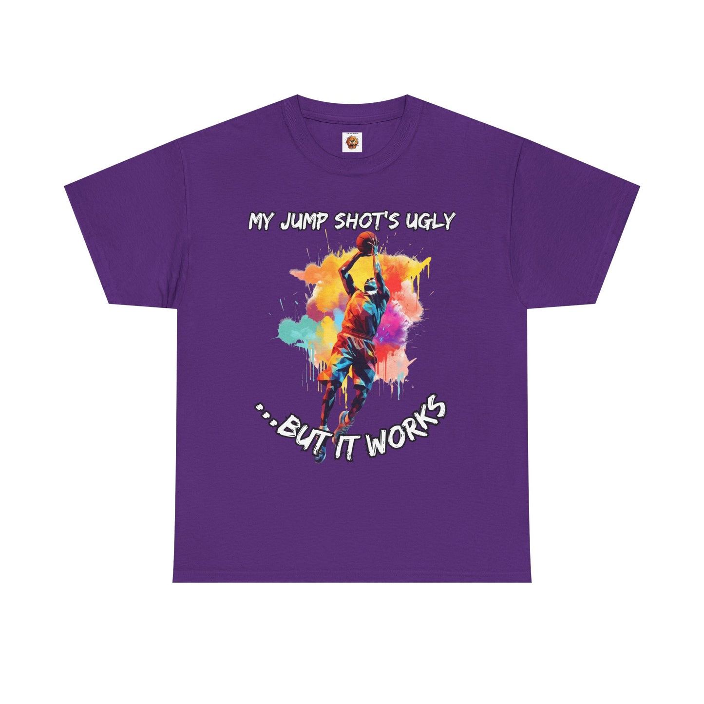 'My Jump Shot's Ugly, But It Works' Basketball Quote Tee: Fun Graphic Shirt for Sports Lovers, Gift for Athletes & Fans, Casual Wear, Birthday Gift, Workout Apparel