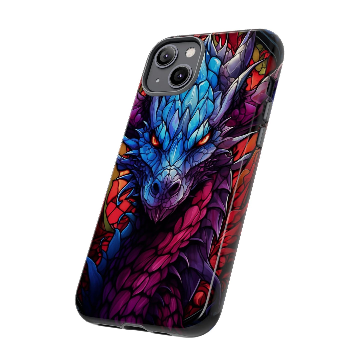 Colorful Blue Dragon Stained Glass Design Phone Case - Tough and Stylish Protection for Your Device, iPhone, Samsung, DND, Fantasy