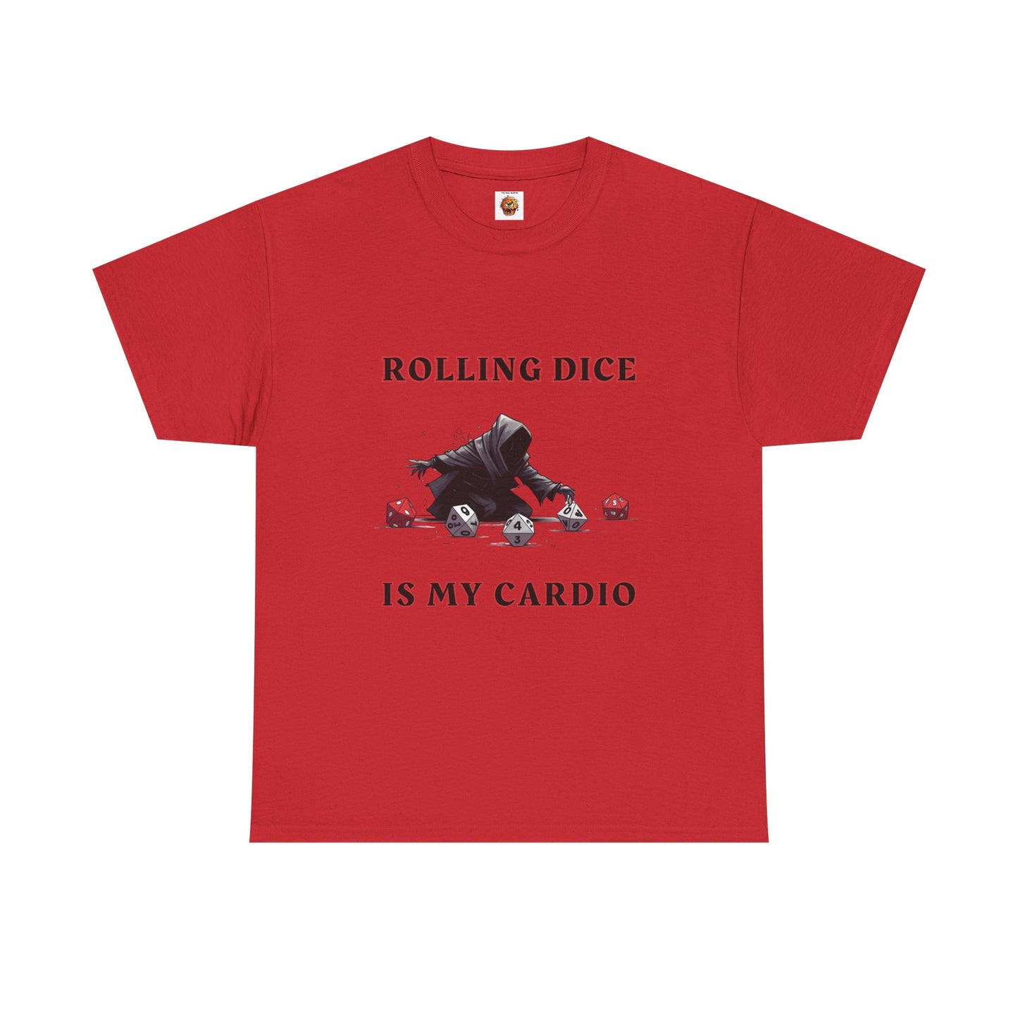Rolling Dice Is My Cardio Unisex Heavy Cotton Tee Shirt - RPG, TTRPG, Roleplaying Game, Geek, Nerd, D20