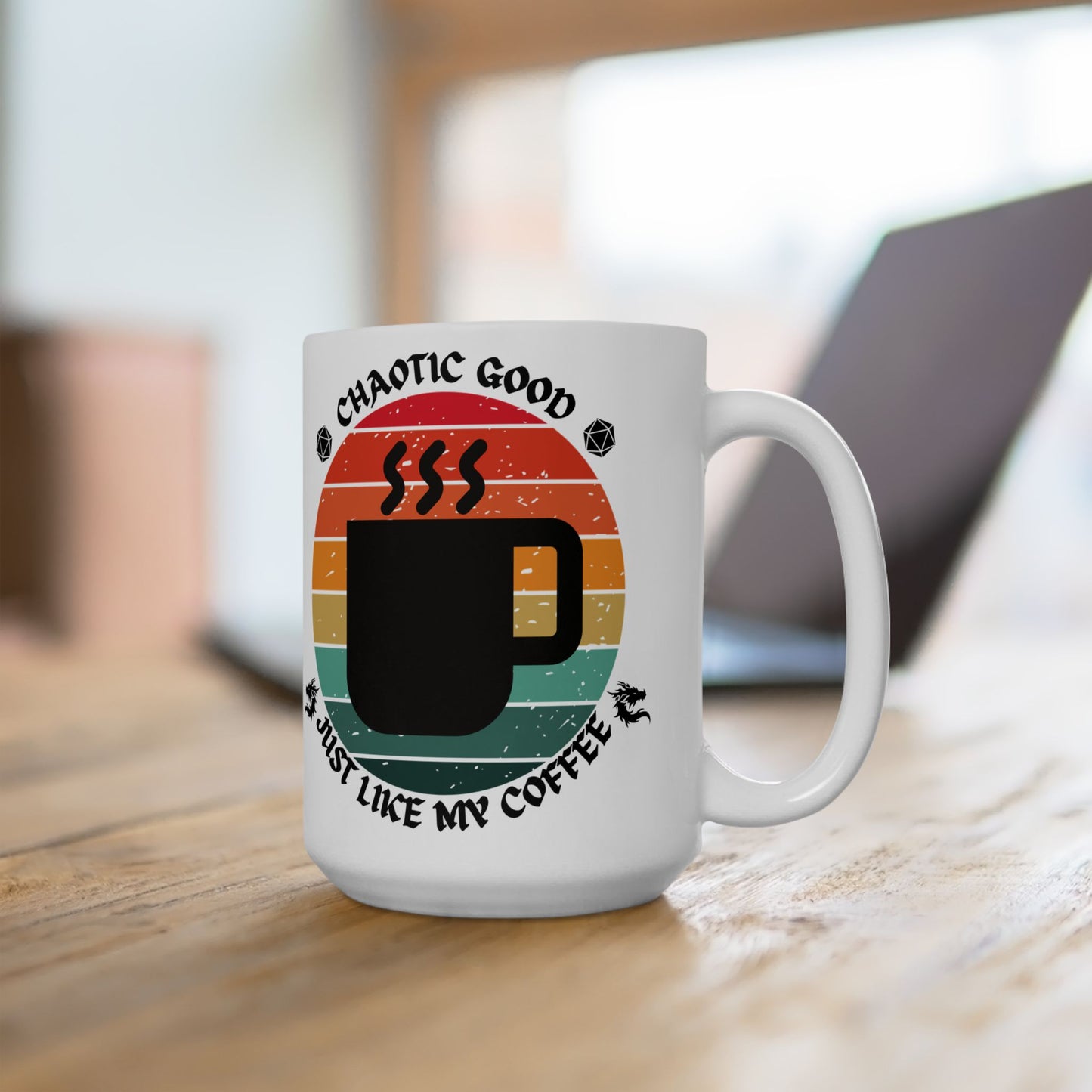 Funny Chaotic Good Alignment Ceramic Mug - 11oz & 15oz Coffee Lover's Gift, D&D, DND, RPG, TTRPG, Roleplaying, Geek, Nerd
