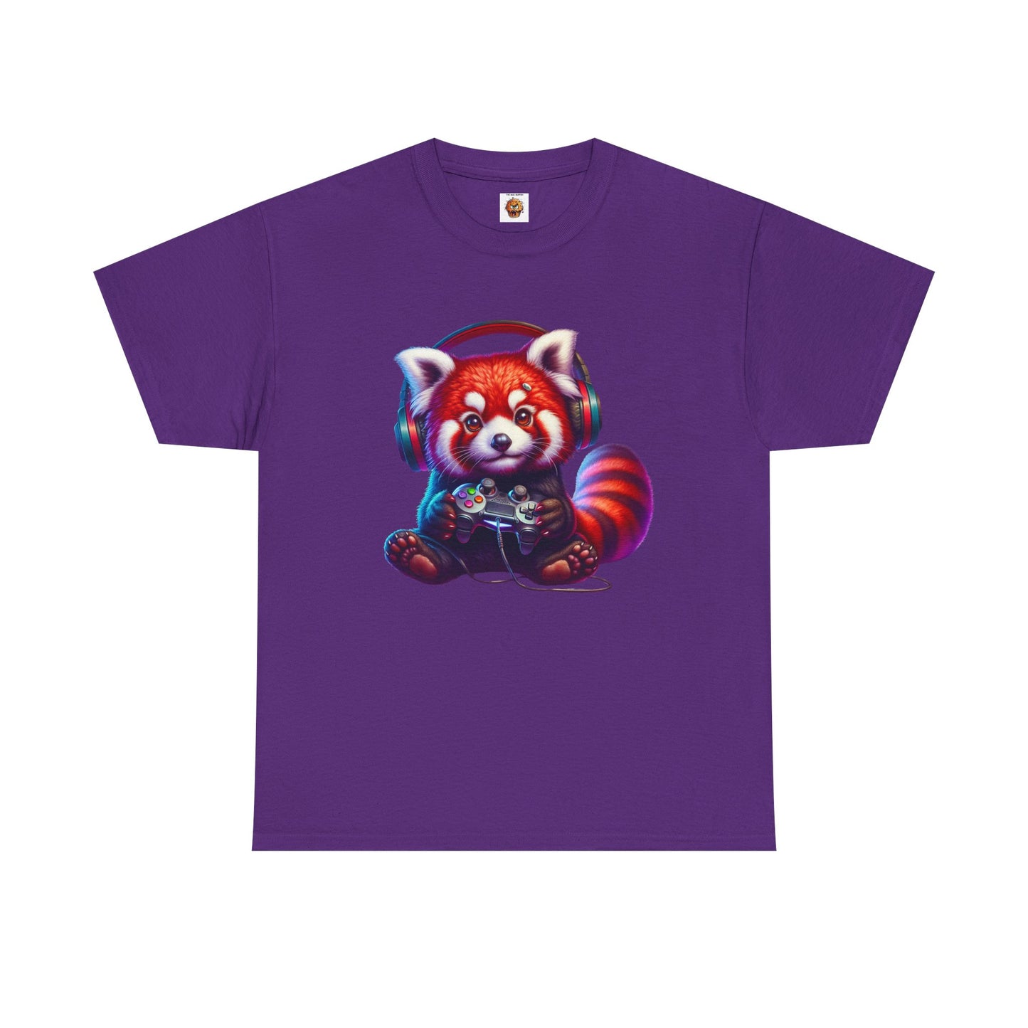 Cute Kawaii Gaming Red Panda Tee - Unisex Heavy Cotton Tee Shirt, Gamer, Anime, Headphones, Earphones, Geek, Nerd