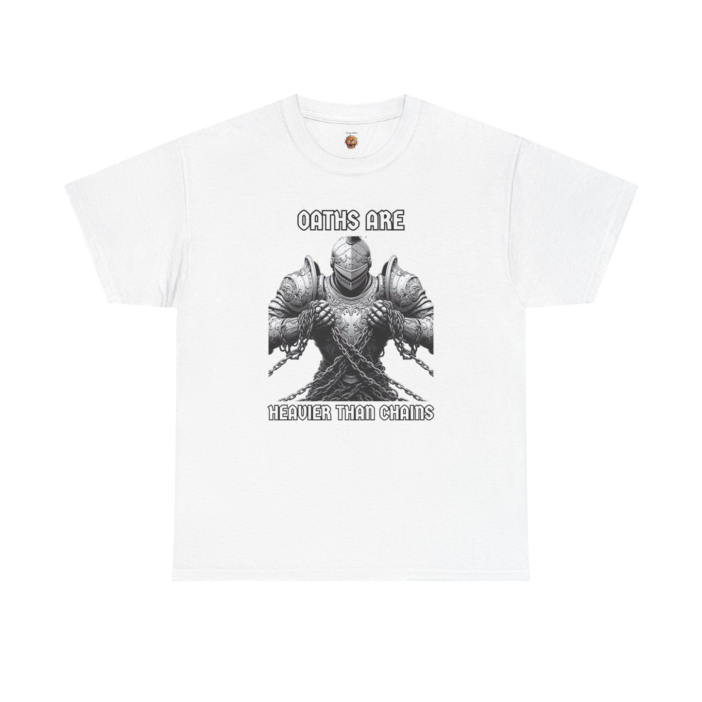 Epic Knight 'Oaths Are Heavier Than Chains' Unisex Heavy Cotton Tee | Casual Wear, Fantasy Lover T-Shirt, Gift for Gamers, Statement Shirt, DND, RPG, TTRPG, Geek, Nerd