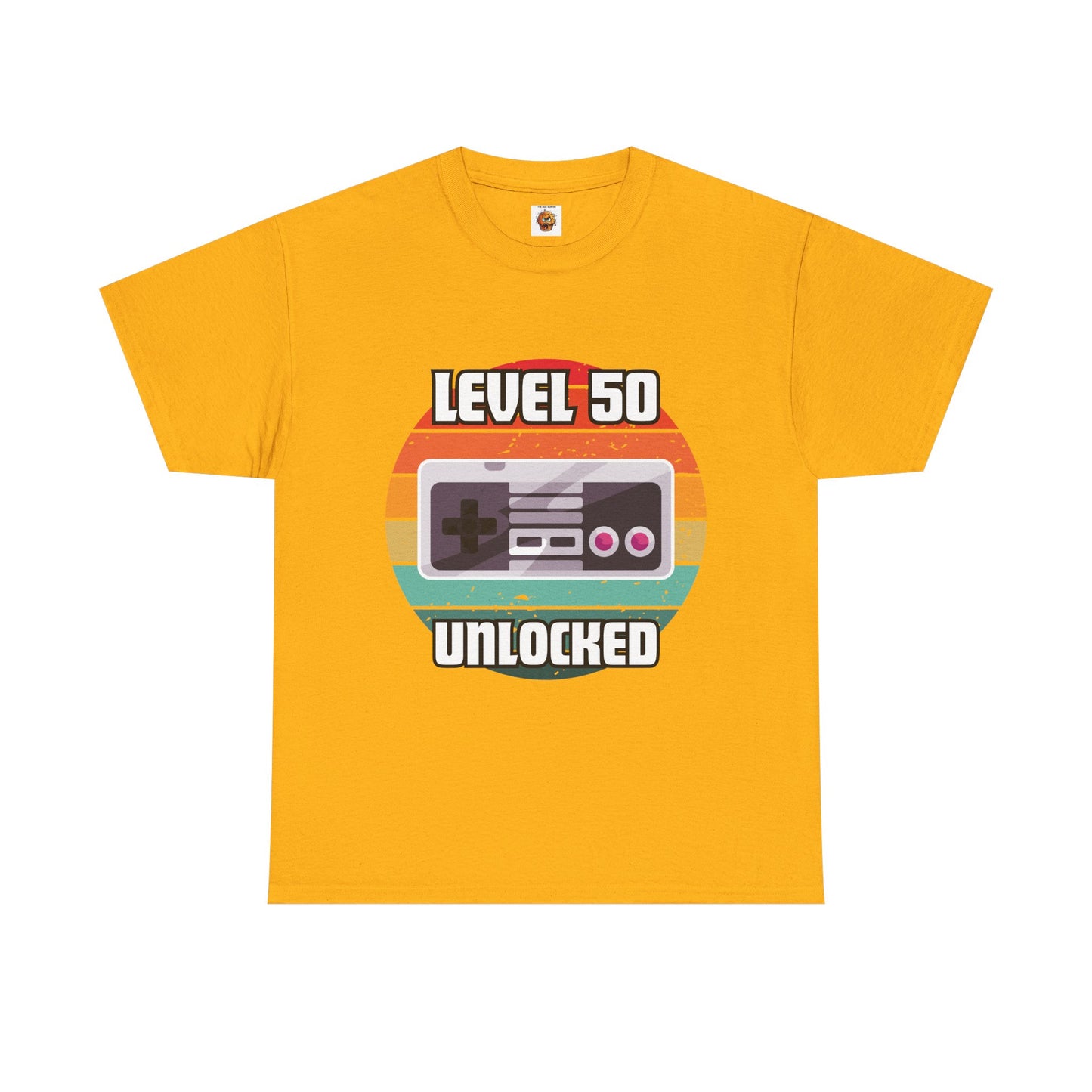 Gaming Level 50 Unlocked Tee - Unisex Heavy Cotton T-Shirt, Video Game, Gamer, Happy Birthday Shirt, Geek, Nerd, Retro