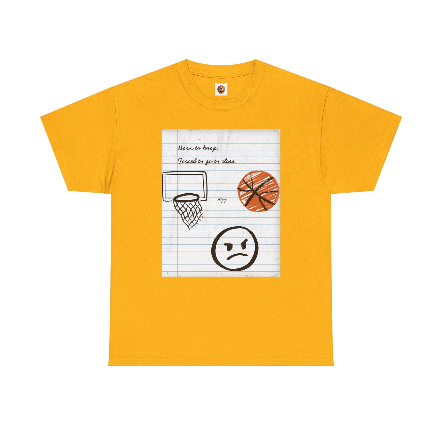 'Born To Hoop. Forced To Go To Class' Basketball-Inspired Unisex Heavy Cotton Tee, Streetwear, Gift for Athletes, Sports Fan Shirt, Casual Wear, Everyday Style